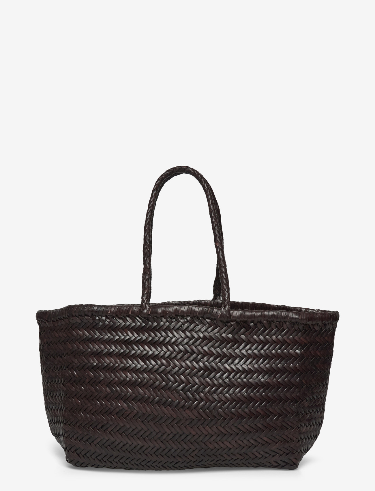 Dragon Diffusion - Triple Jump Big Woven Leather Tote Bag - dark brown - 1