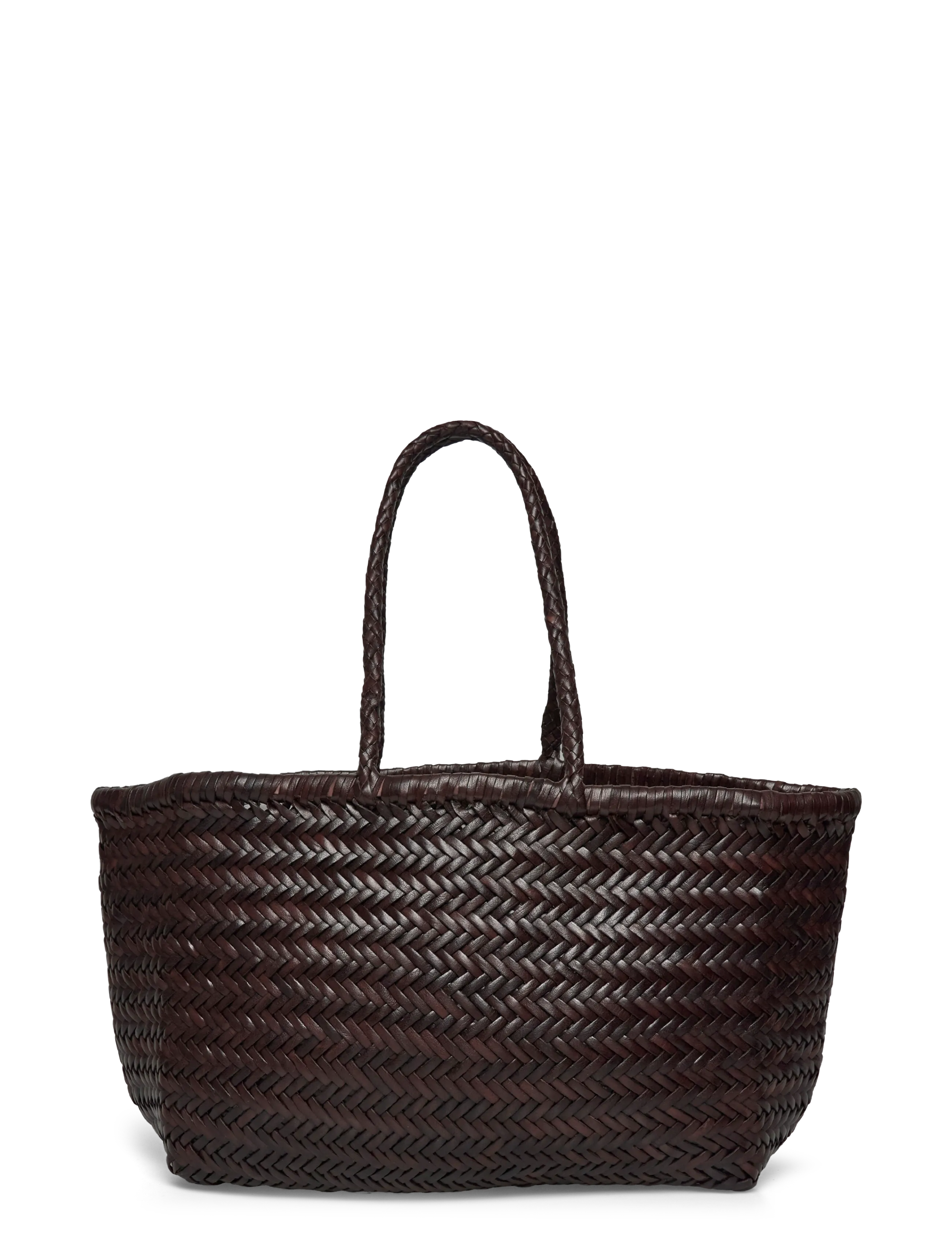 Dragon Diffusion - Triple Jump Big Woven Leather Tote Bag - dark brown - 1