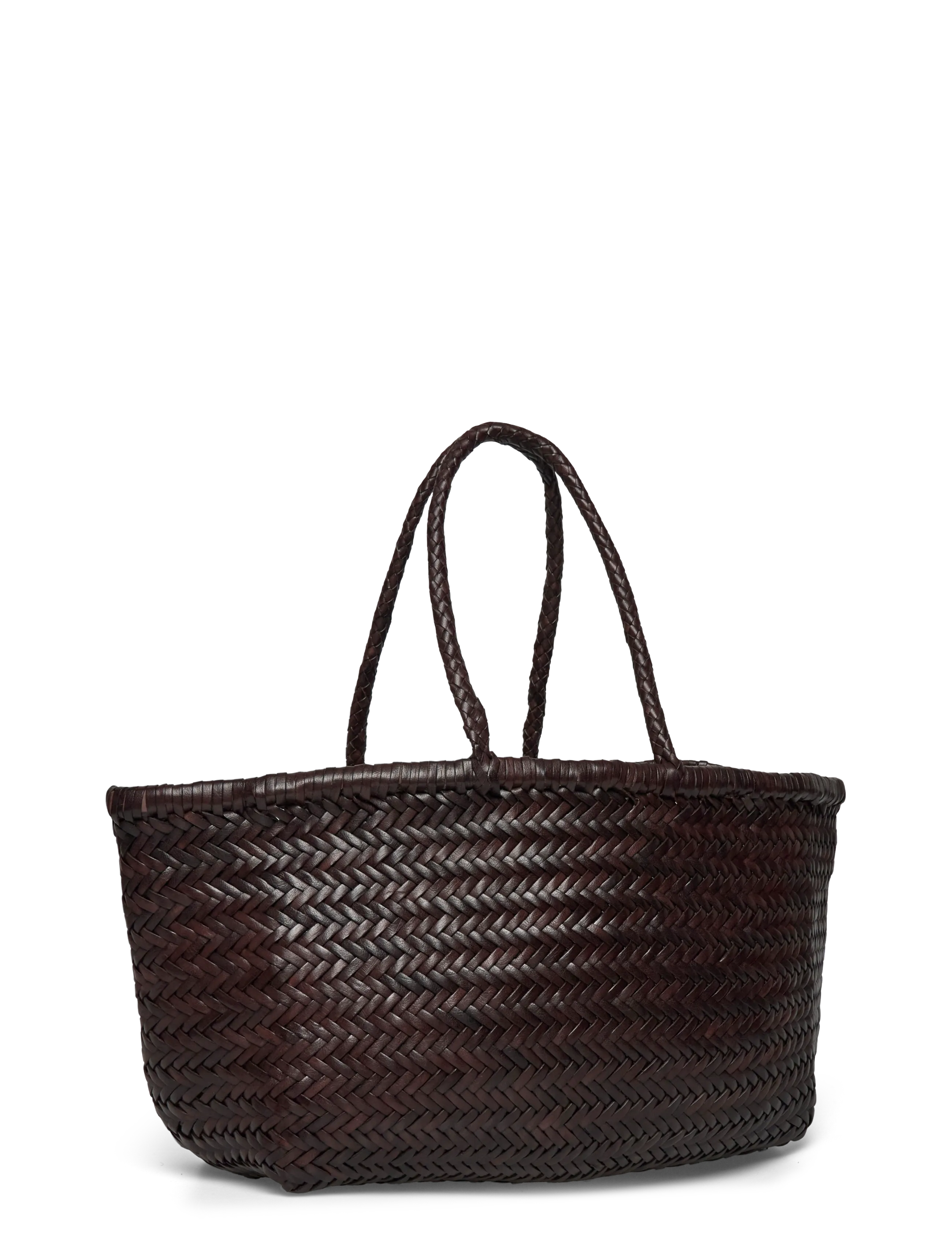 Dragon Diffusion - Triple Jump Big Woven Leather Tote Bag - dark brown - 2