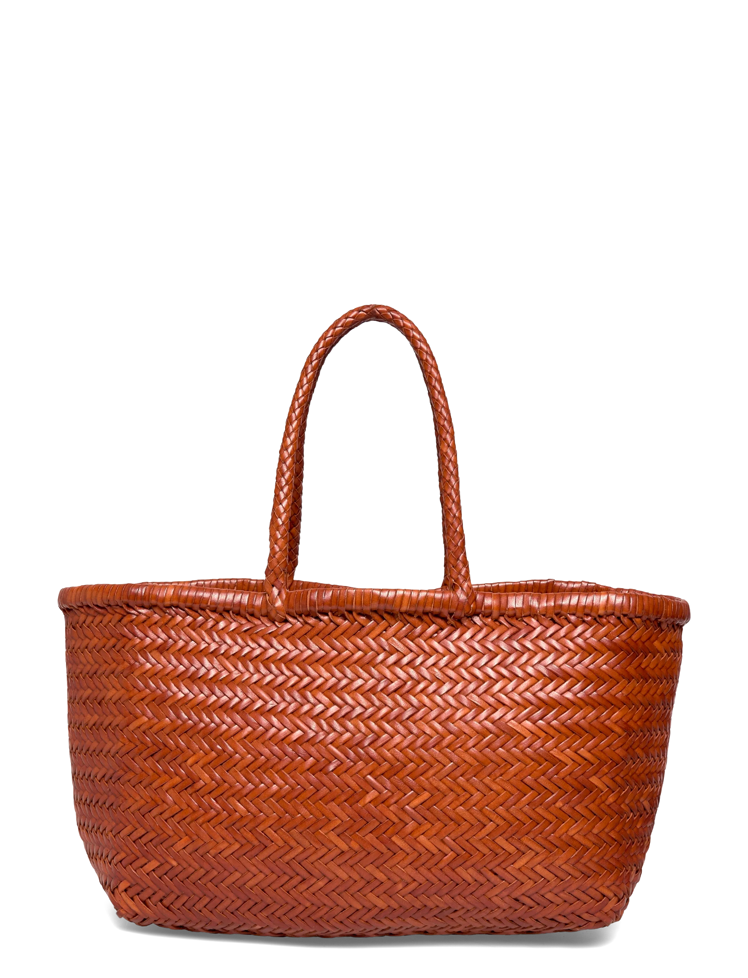 Dragon Diffusion - Triple Jump Big Woven Leather Tote Bag - tote bags - tan - 1