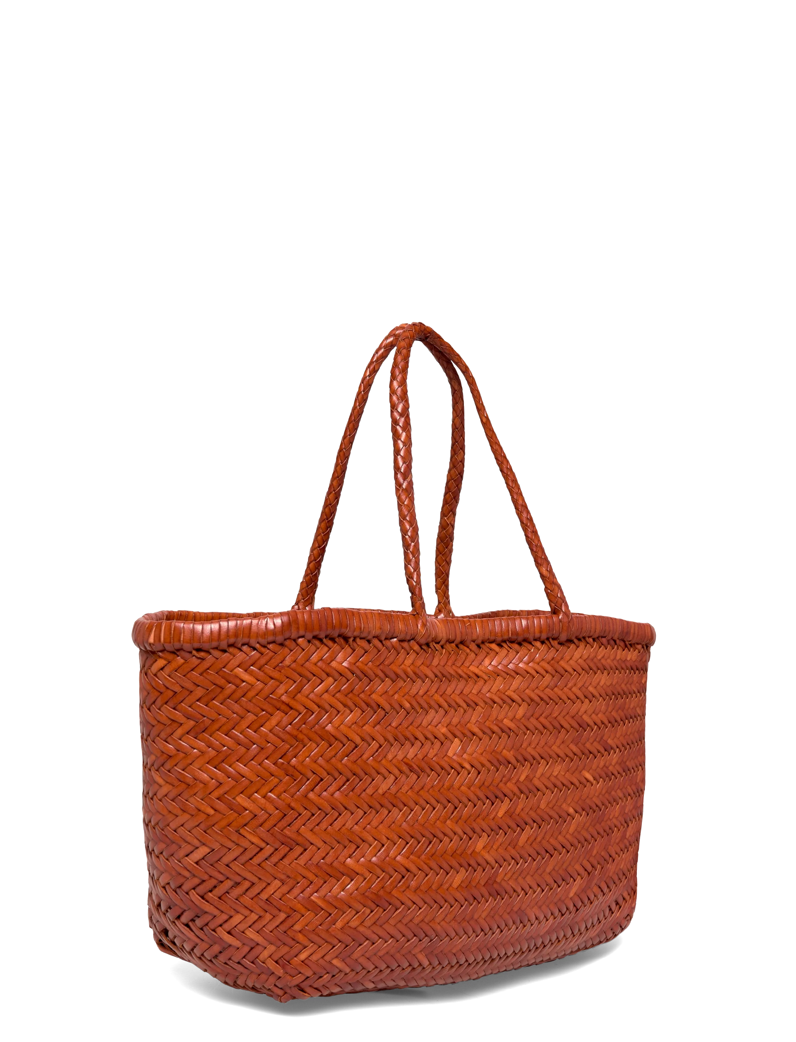 Dragon Diffusion - Triple Jump Big Woven Leather Tote Bag - tote bags - tan - 2