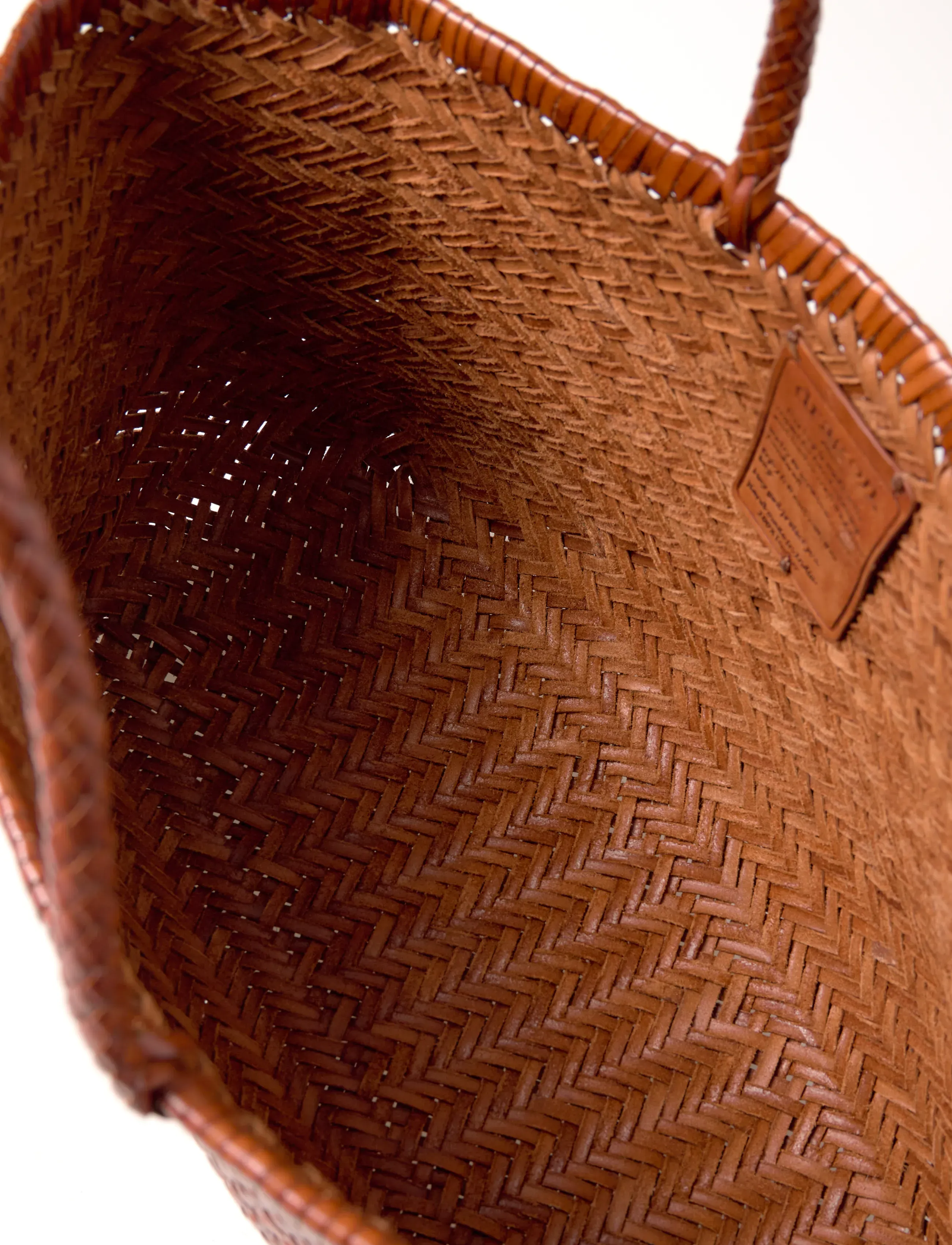 Dragon Diffusion - Triple Jump Big Woven Leather Tote Bag - tote bags - tan - 4