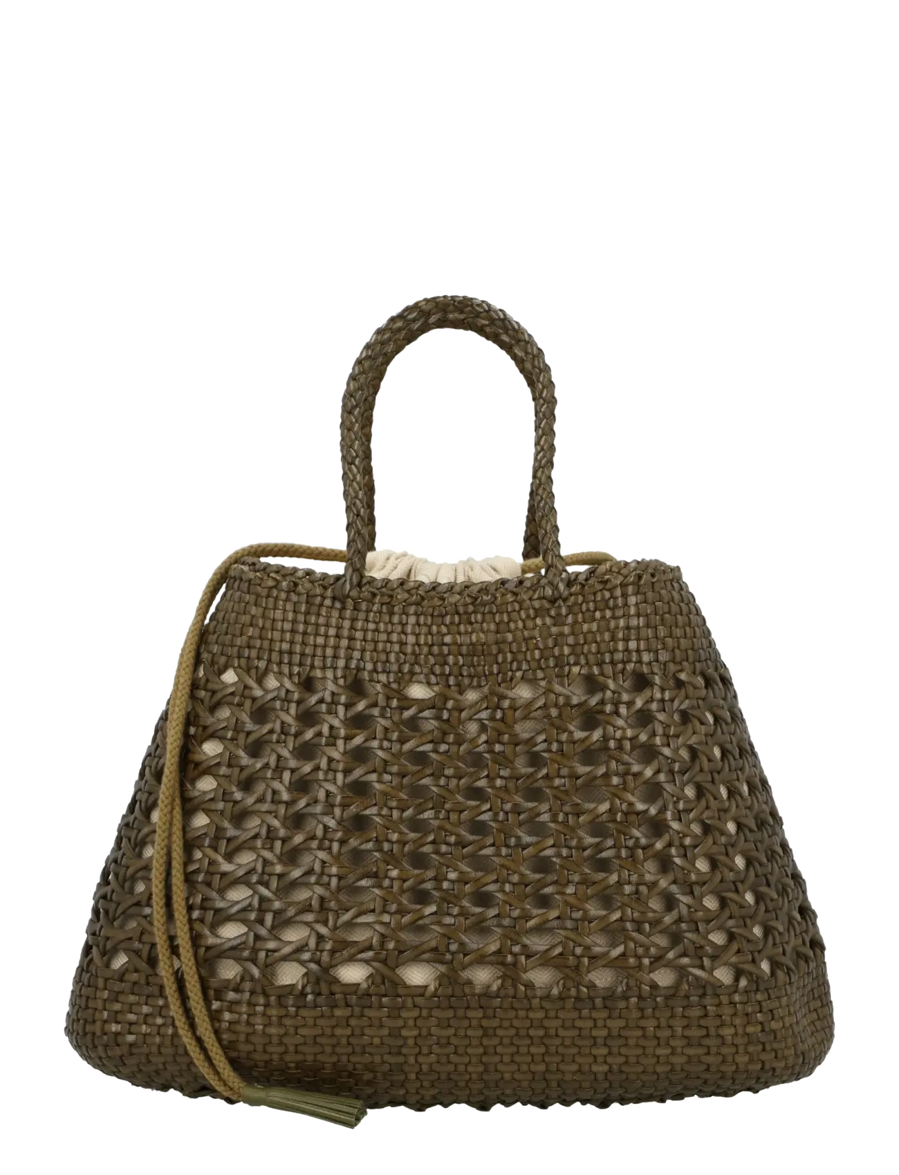 Dragon Diffusion Santa Cano Woven Leather Tote Bag, Kvinder, Flettet Håndtaske, Kakigrøn, Str: ONE SIZE