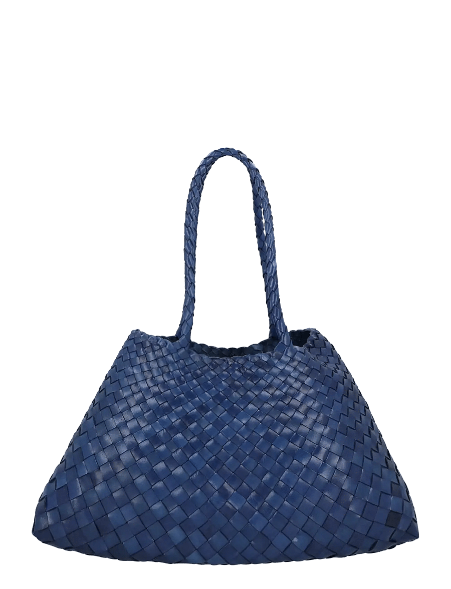 Dragon Diffusion - Santa Croce Big woven leather tote - shopper - blue - 0
