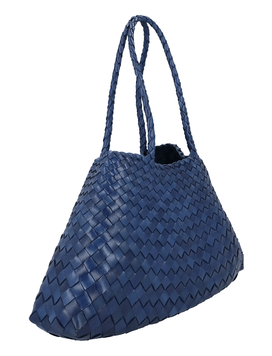 Dragon Diffusion - Santa Croce Big woven leather tote - shopper - blue - 1