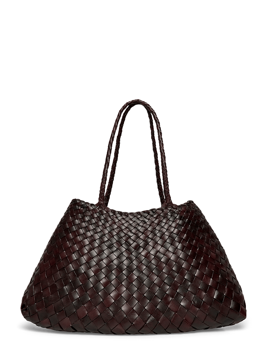 Dragon Diffusion - Santa Croce Big woven leather tote - shopper - dark brown - 1