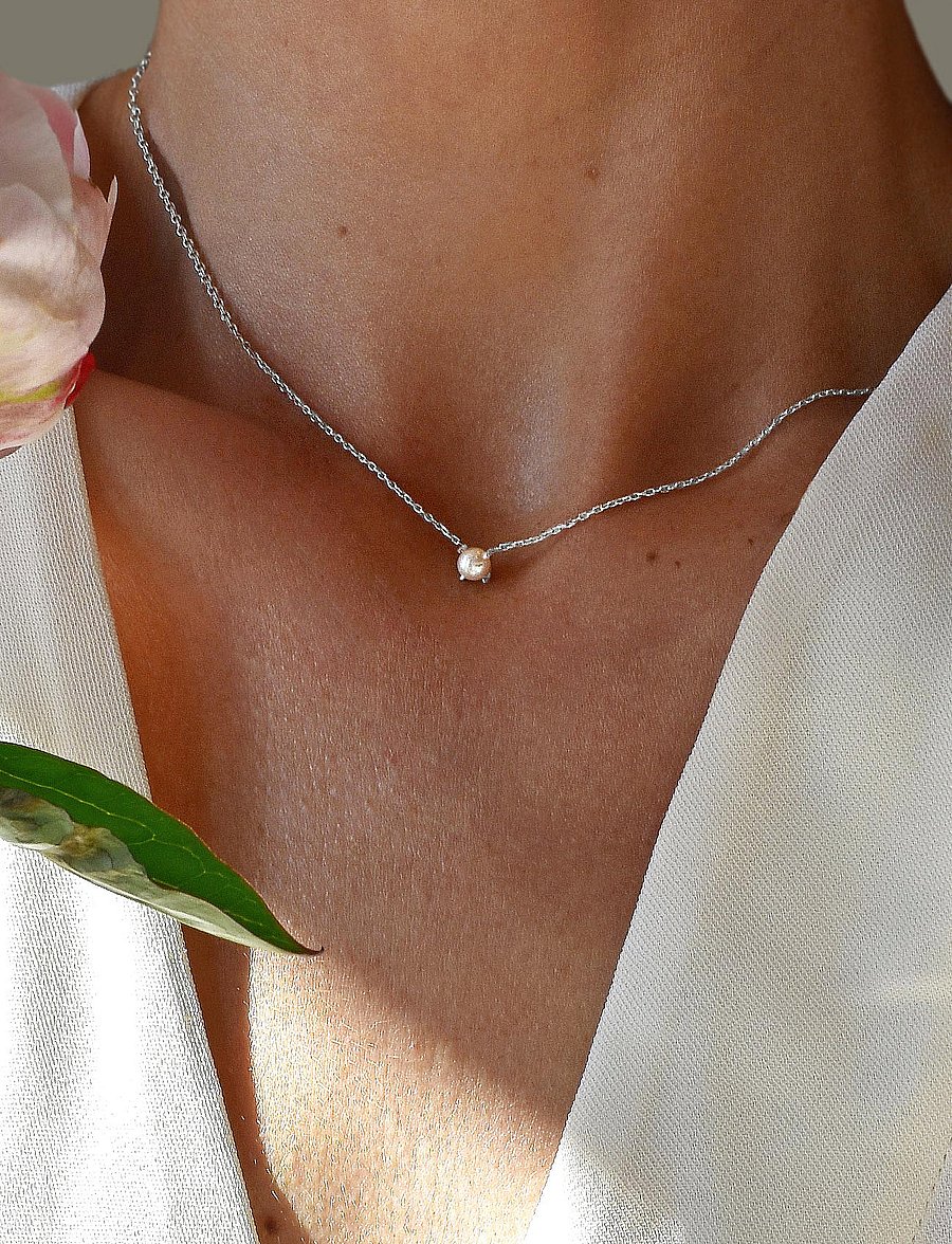 Drakenberg Sjölin - Petite Pearl necklace - halskæder med vedhæng - sterling silver - 0