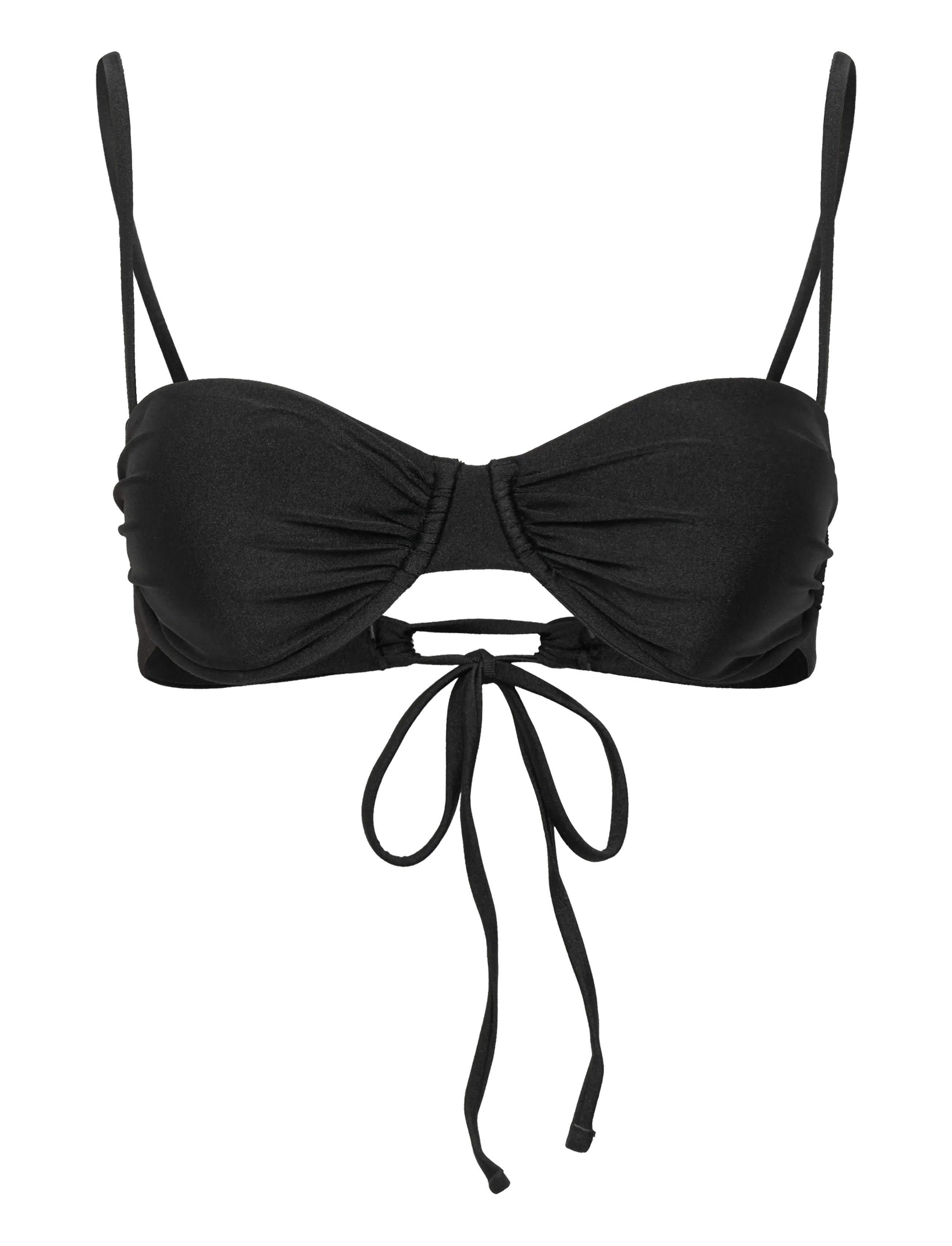 Drop of Mindfulness SWIM RUCHED BIKINI TOP - Drabužiai - SATIN BLACK STONE / black