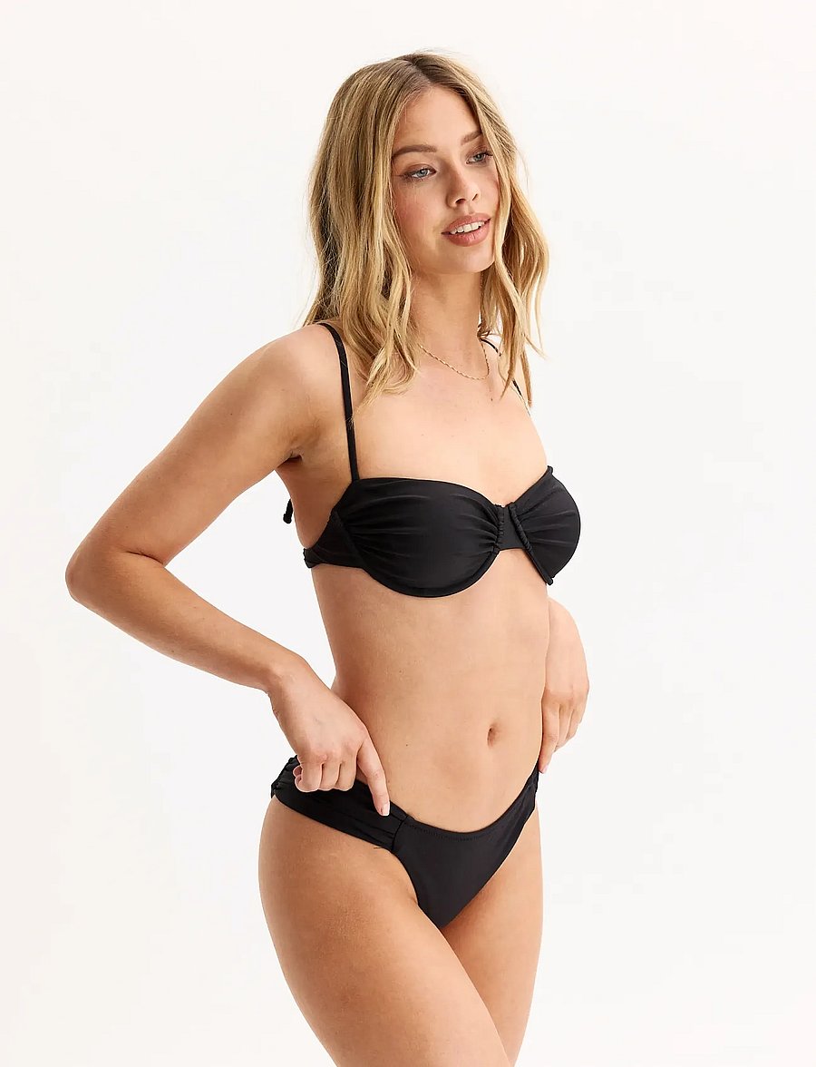 Drop of Mindfulness - SWIM RUCHED BIKINI TOP - sport-bademode - satin black stone - 0