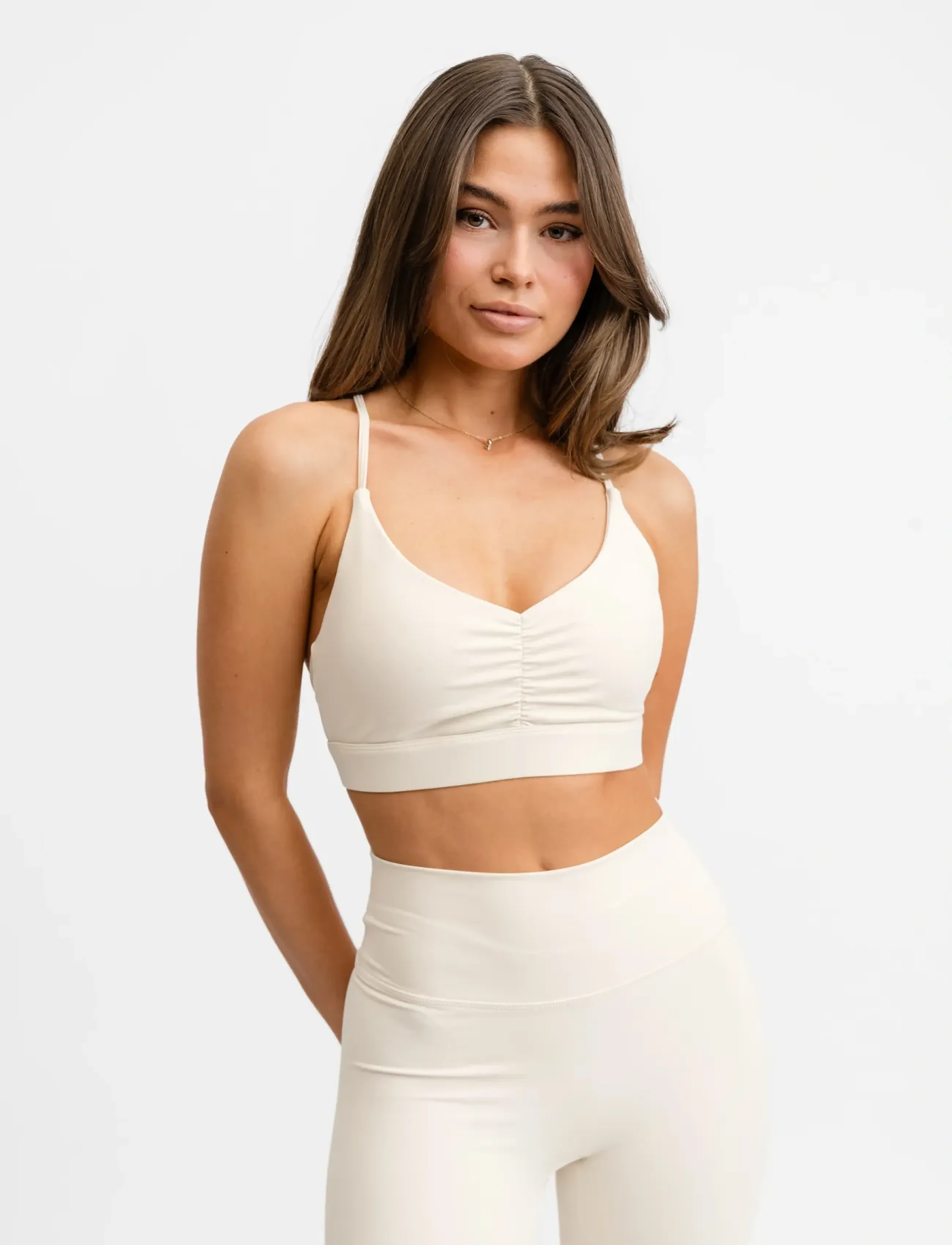 Drop of Mindfulness Ultimate Ruched Bra, Kvinder, Ruched Sports BH, Cream, Str: L