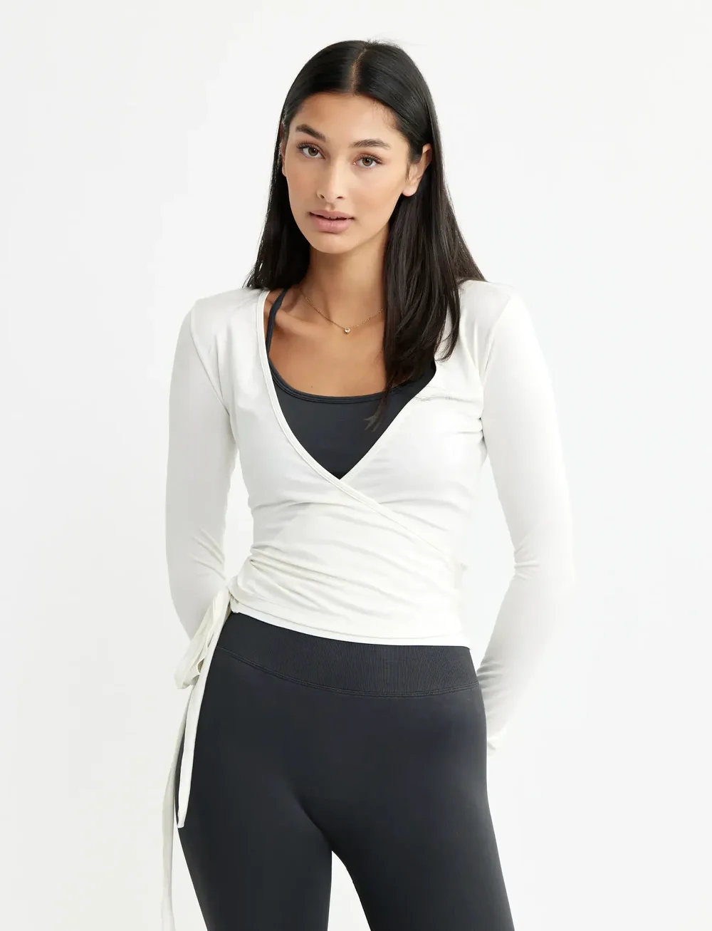 Drop of Mindfulness - BALETT WRAP TOP - pikkade varrukatega alussärgid - white - 0