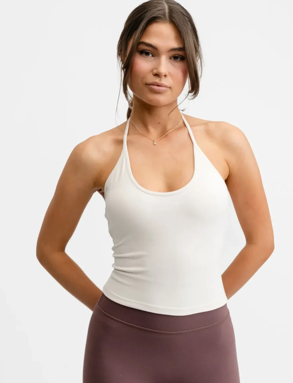Drop of Mindfulness - BUTTER SOFT HALTERNECK TOP - tank tops - cream white - 0