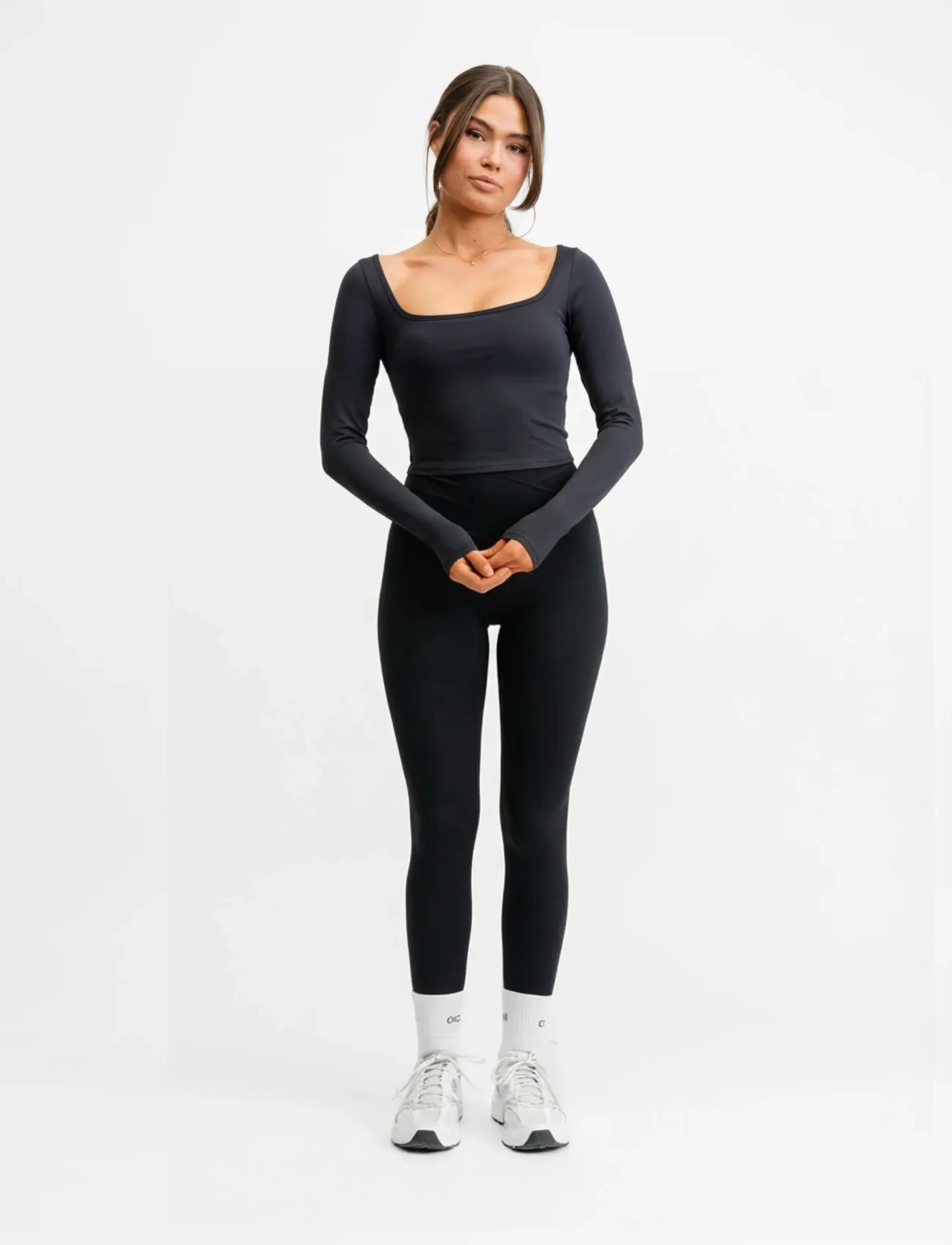 Drop of Mindfulness - BUTTER SOFT LONG SLEEVE CROP - crop tops - black - 4