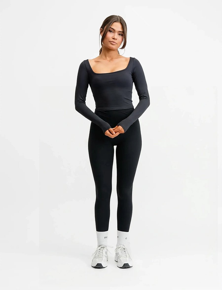 Drop of Mindfulness - BUTTER SOFT LONG SLEEVE CROP - crop-tops - black - 4