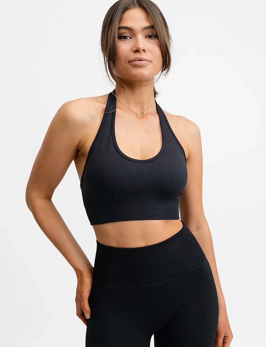 Drop of Mindfulness - SEAMLESS HALTERNECK BRA - sportinės liemenėlės - black - 0
