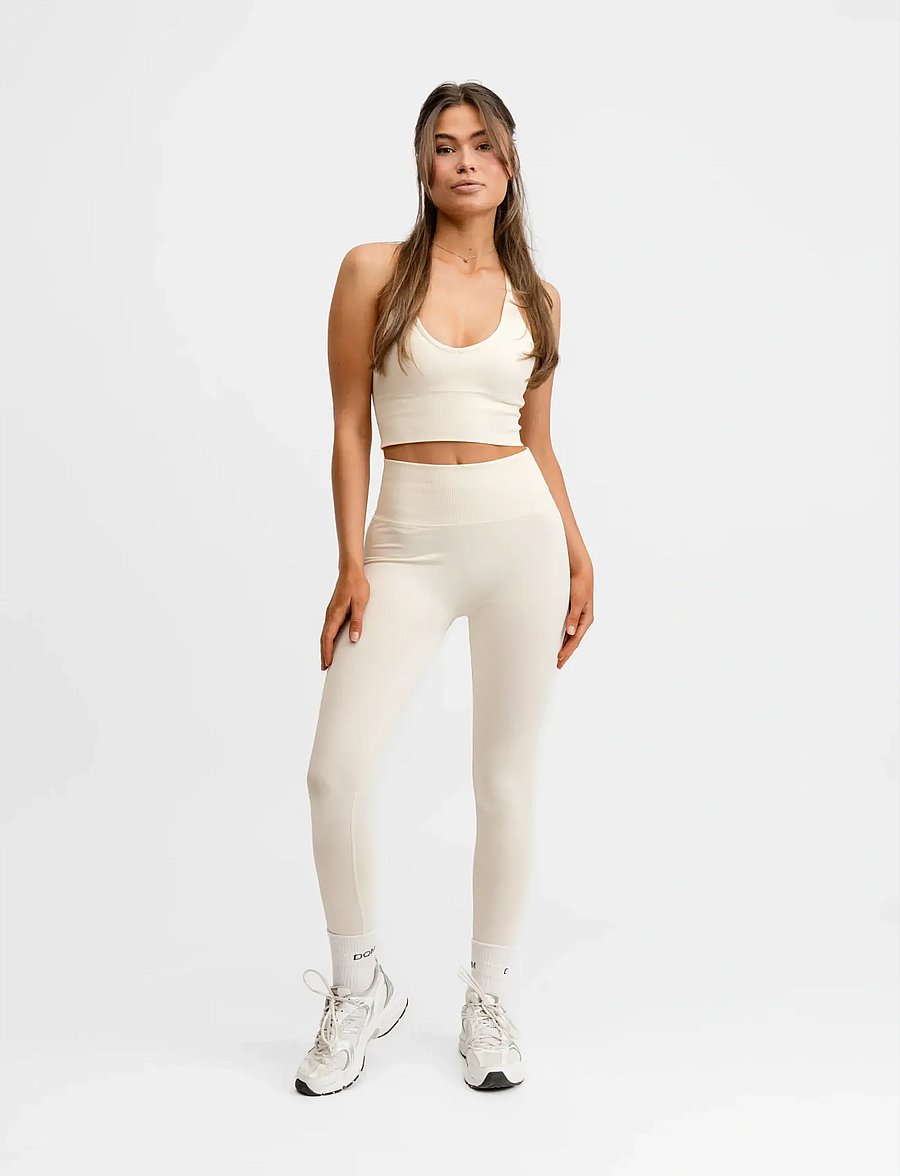 Drop of Mindfulness - SEAMLESS SCRUNCH TIGHTS - collants d'entraînement - cream white - 4
