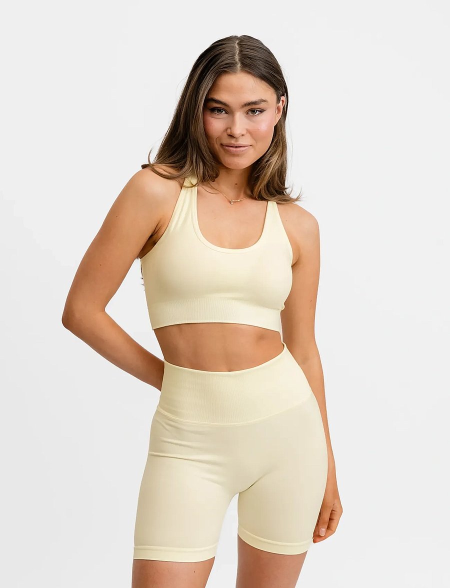 Drop of Mindfulness - DOUBLE STRAP BRA - medium støtte - light yellow - 0