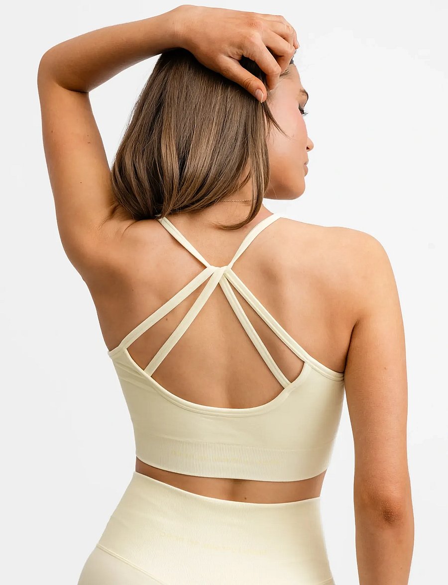 Drop of Mindfulness - DOUBLE STRAP BRA - medium støtte - light yellow - 3