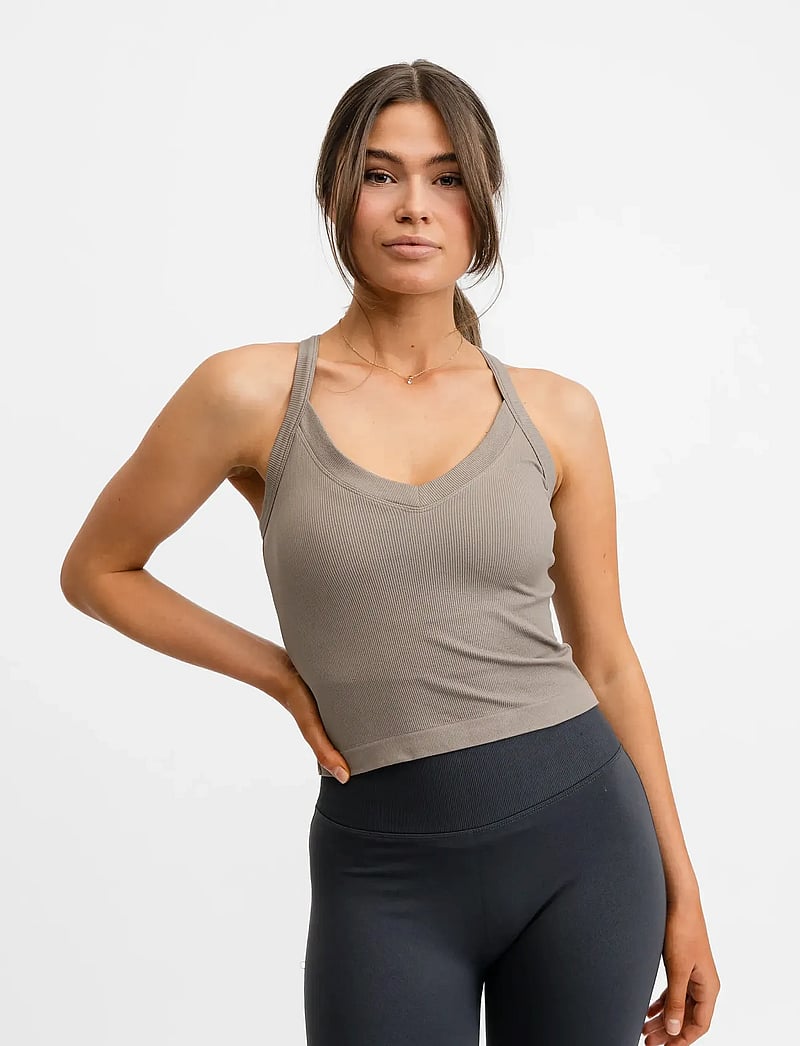 Drop of Mindfulness - RIBBED SPORTS TANK TOP - linnen - almond - 0