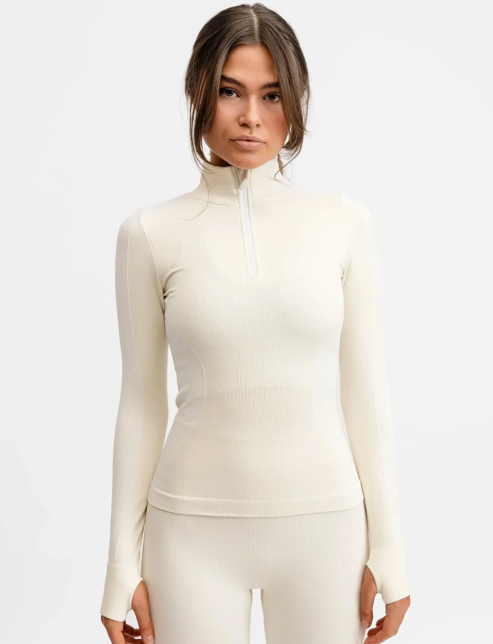 Drop of Mindfulness - SEAMLESS HALF ZIP BASE LAYER - underställströjor - cream white - 0