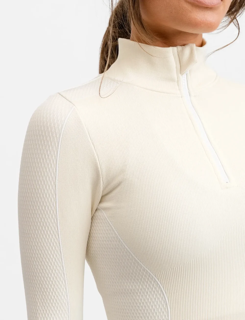 Drop of Mindfulness - SEAMLESS HALF ZIP BASE LAYER - underställströjor - cream white - 5