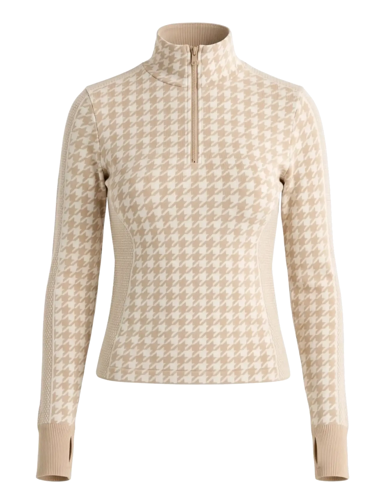 Drop of Mindfulness SEAMLESS HALF ZIP BASE LAYER - Golf - CREAM WHITE DOGTOOTH / cream