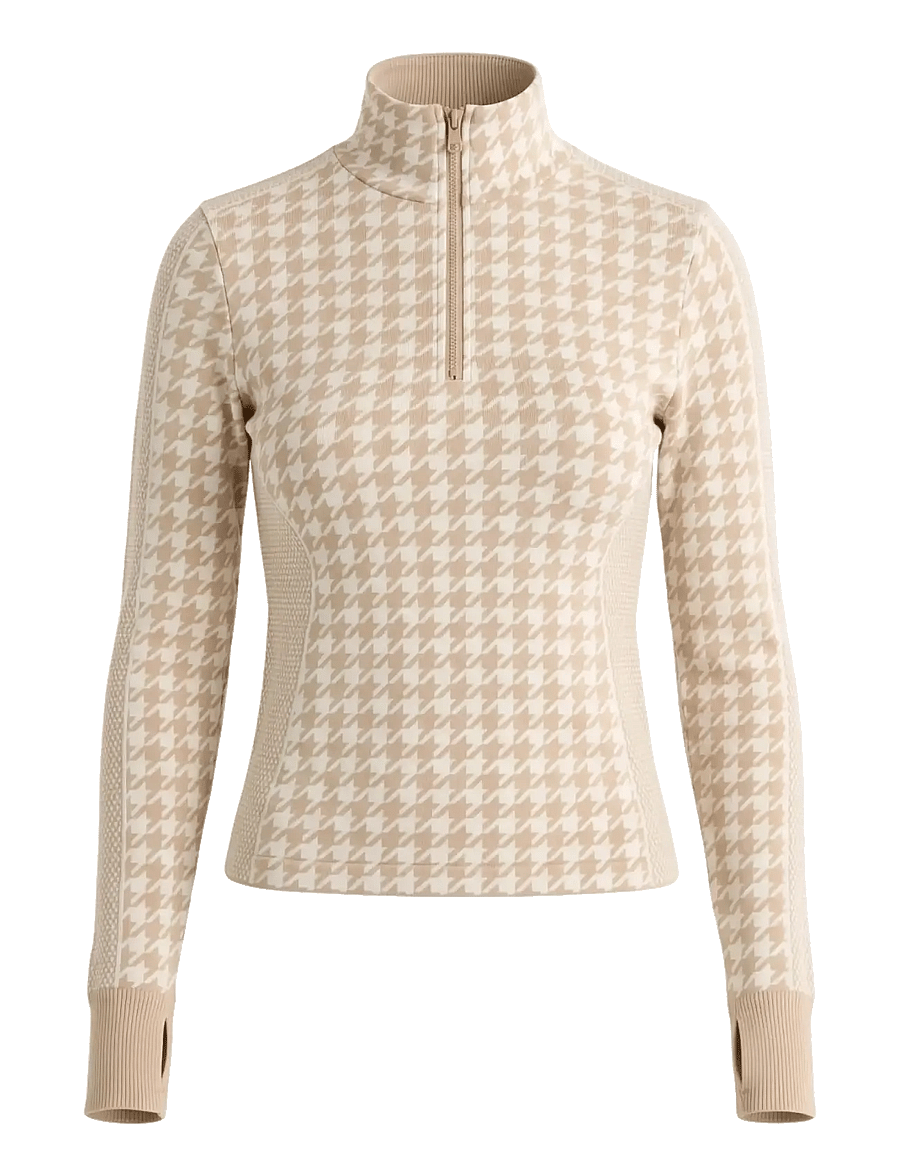 Drop of Mindfulness - SEAMLESS HALF ZIP BASE LAYER - underställströjor - cream white dogtooth - 1