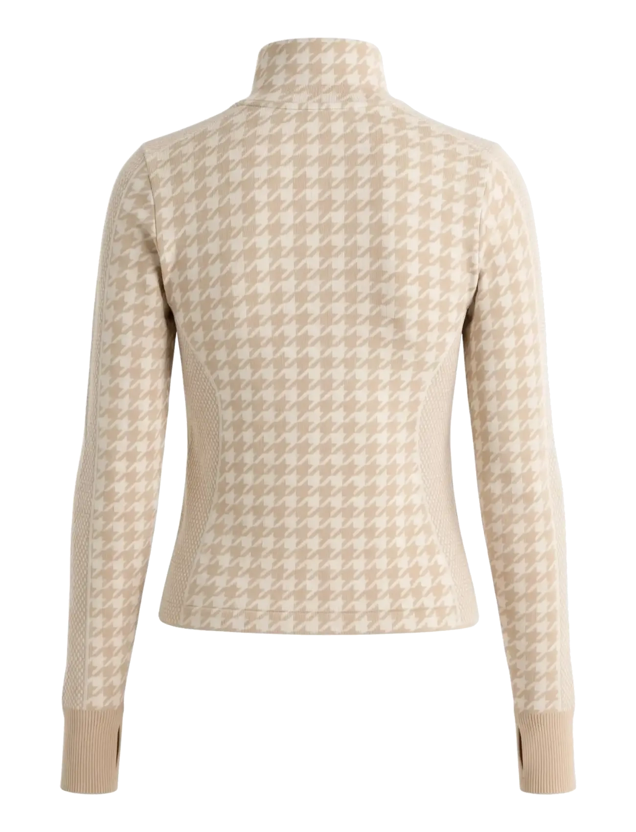 Drop of Mindfulness - SEAMLESS HALF ZIP BASE LAYER - base layer tops - cream white dogtooth - 2