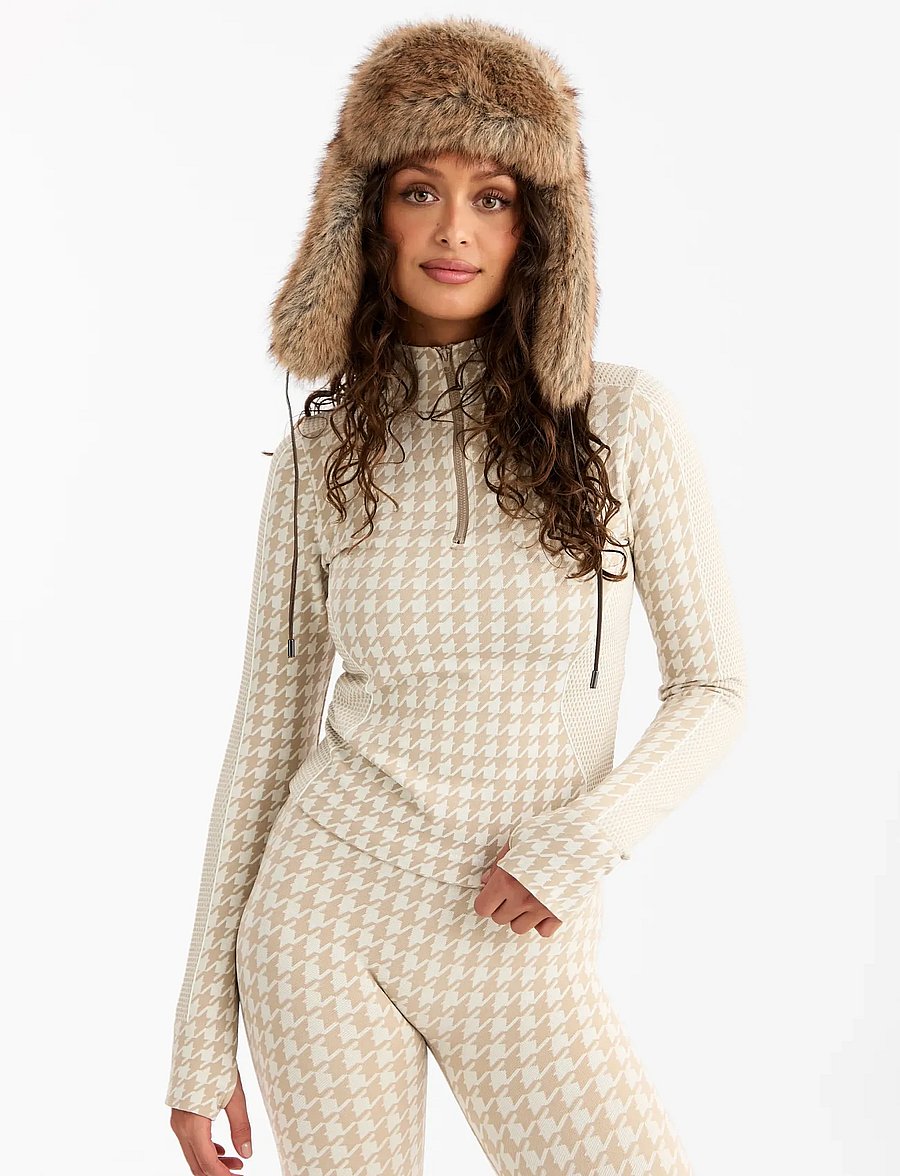 Drop of Mindfulness - SEAMLESS HALF ZIP BASE LAYER - underställströjor - cream white dogtooth - 0
