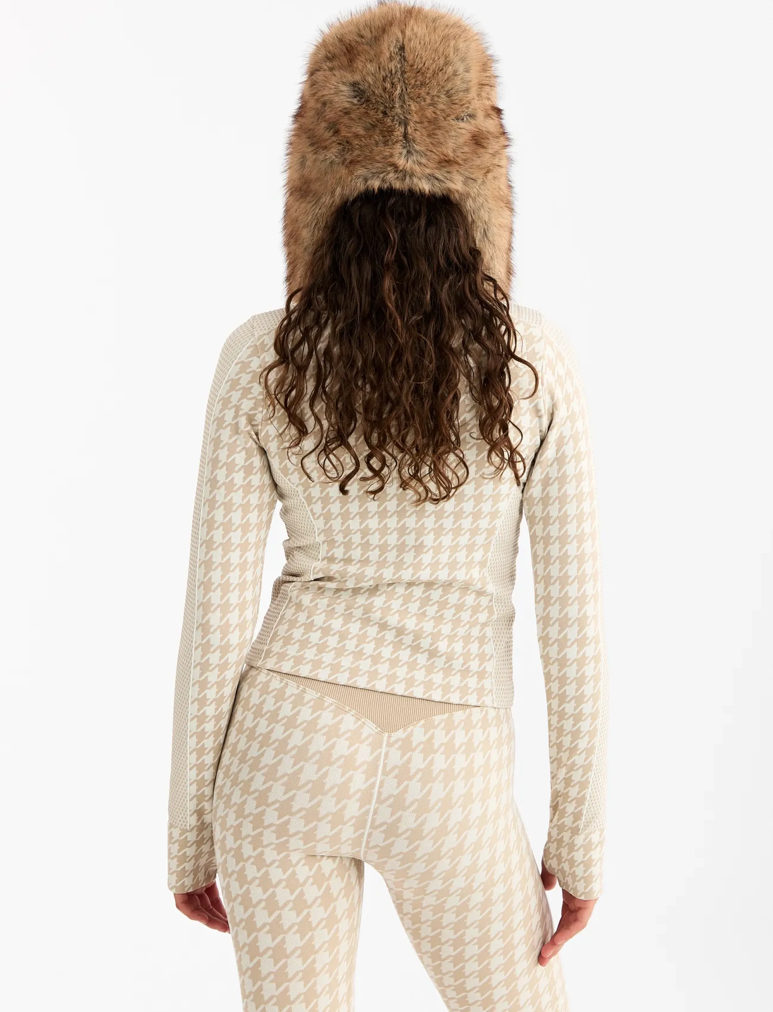 Drop of Mindfulness - SEAMLESS HALF ZIP BASE LAYER - base layer tops - cream white dogtooth - 3