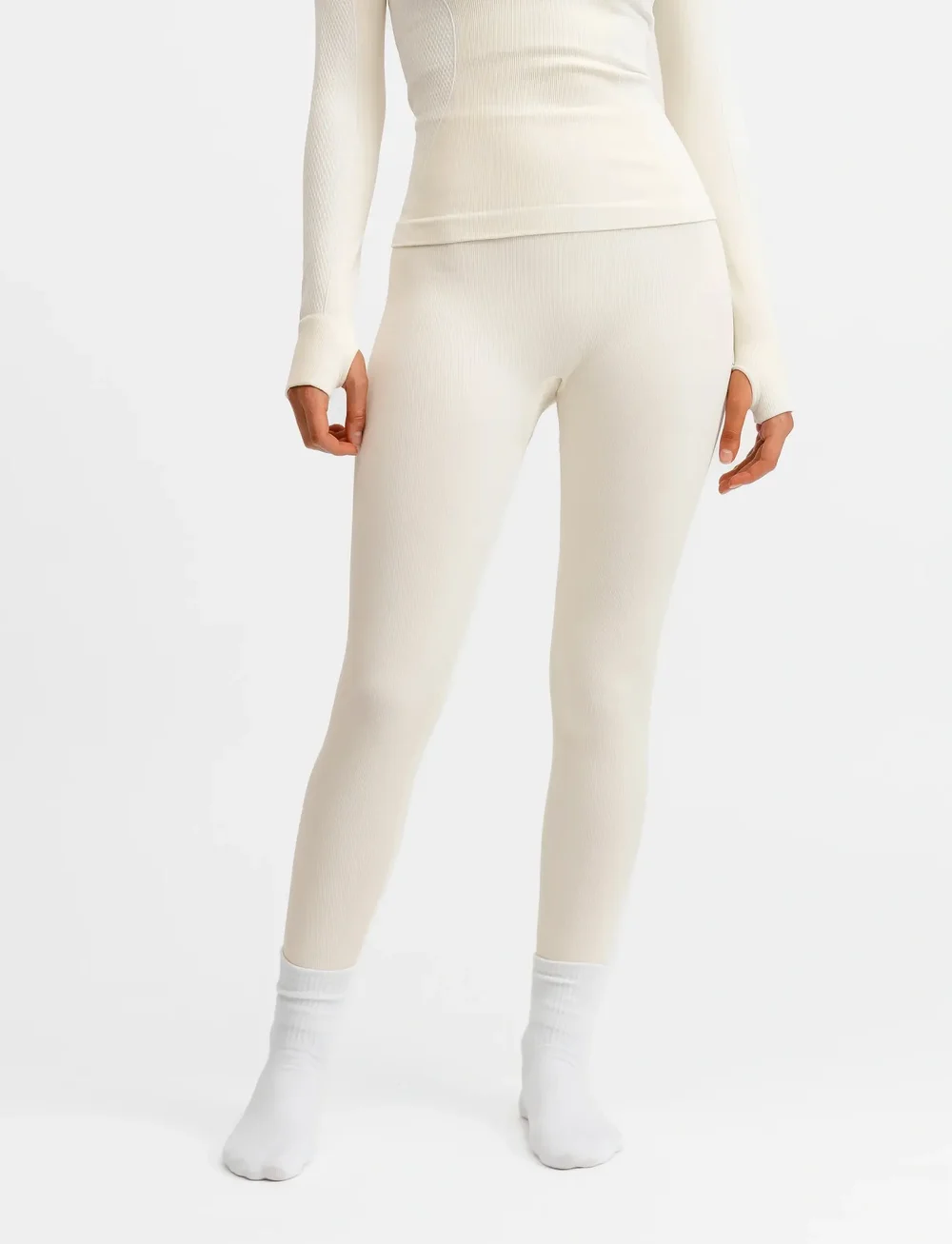 Drop of Mindfulness - SEAMLESS BASE LAYER TIGHTS - träningstights - cream white - 0