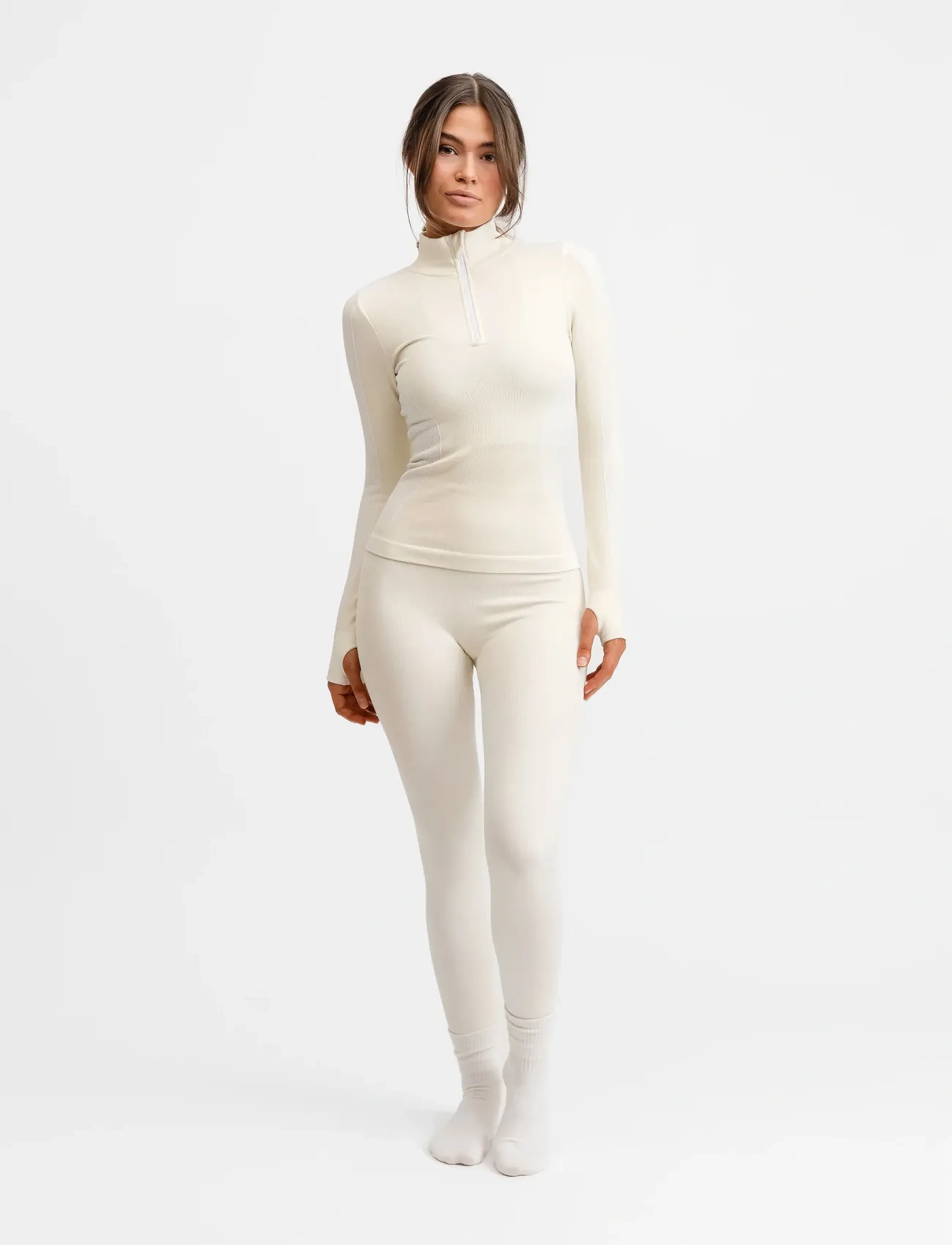 Drop of Mindfulness - SEAMLESS BASE LAYER TIGHTS - Õmblusteta retuusid - cream white - 4