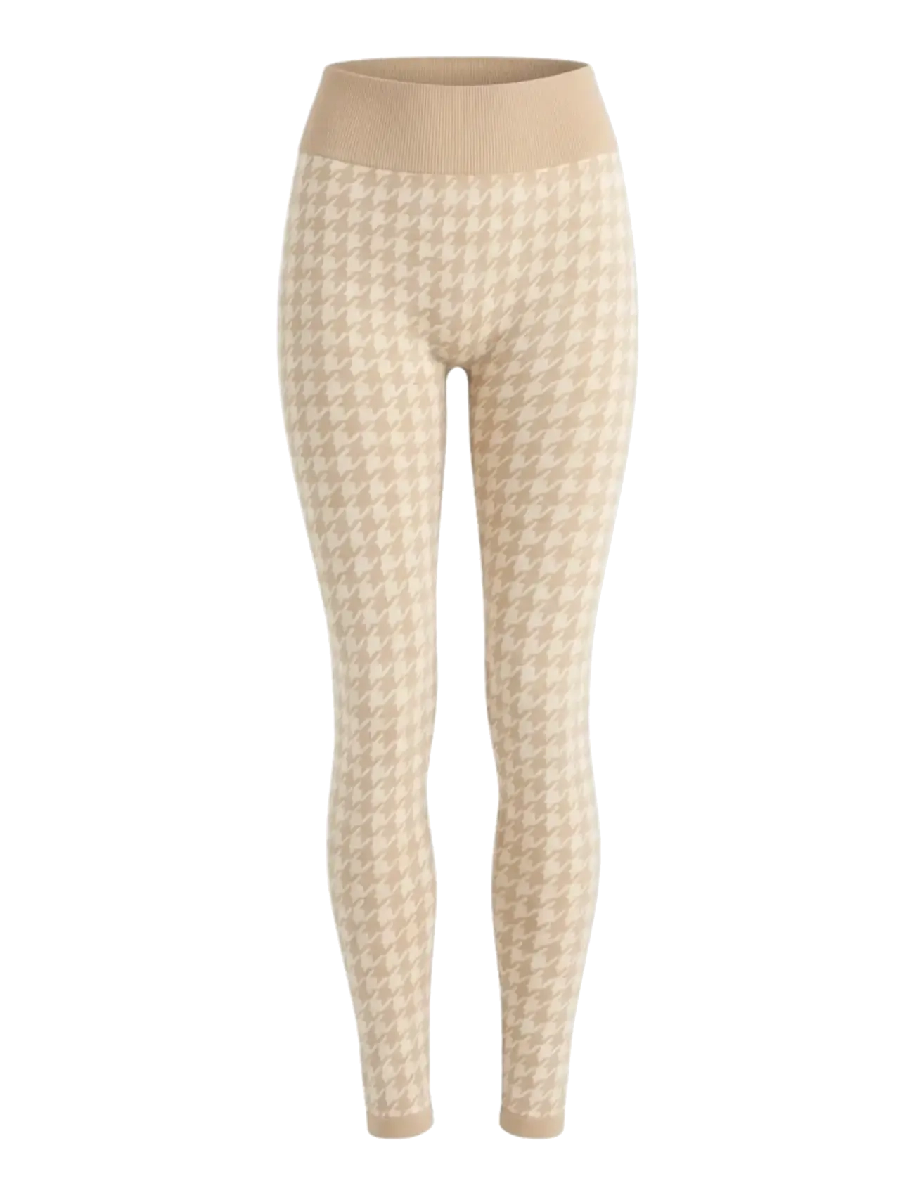 Drop of Mindfulness SEAMLESS BASE LAYER TIGHTS - Golf - CREAM WHITE DOGTOOTH / cream