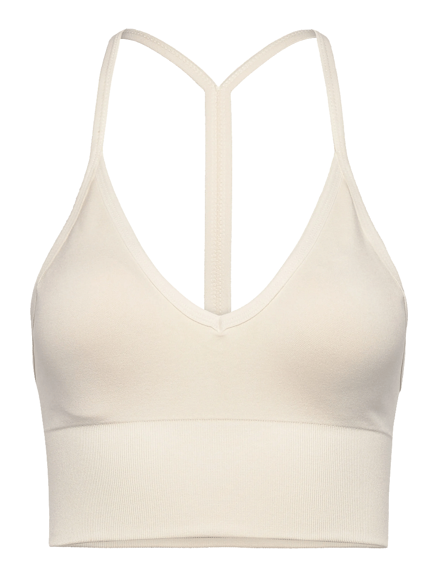 Drop of Mindfulness - SEAMLESS V SHAPE CROP TOP - nabapluusid - cream white - 1