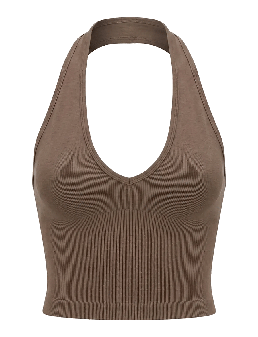 Drop of Mindfulness - SEAMLESS DELIGHT HALTERNECK TOP - linnen - hazel melange - 1
