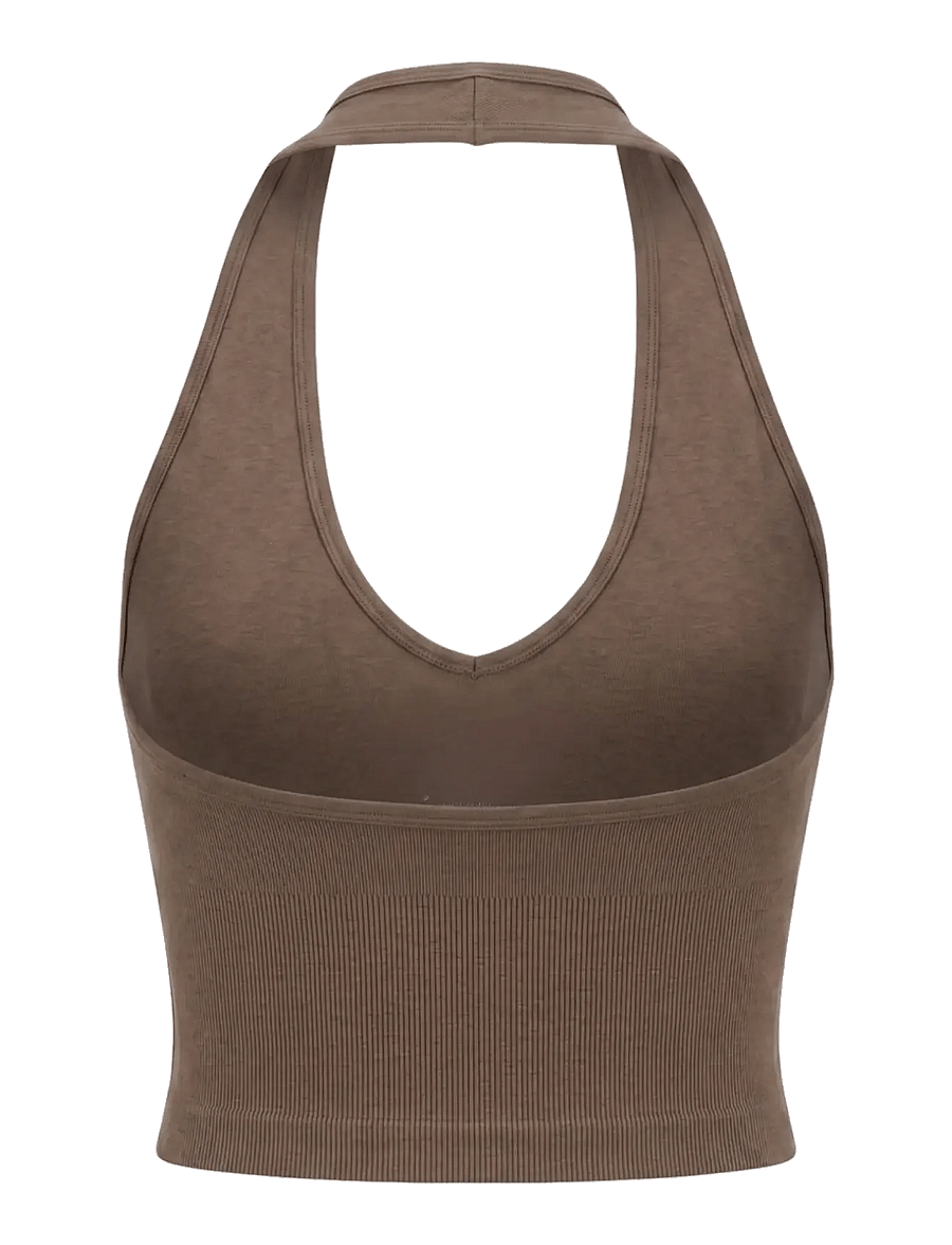 Drop of Mindfulness - SEAMLESS DELIGHT HALTERNECK TOP - linnen - hazel melange - 2