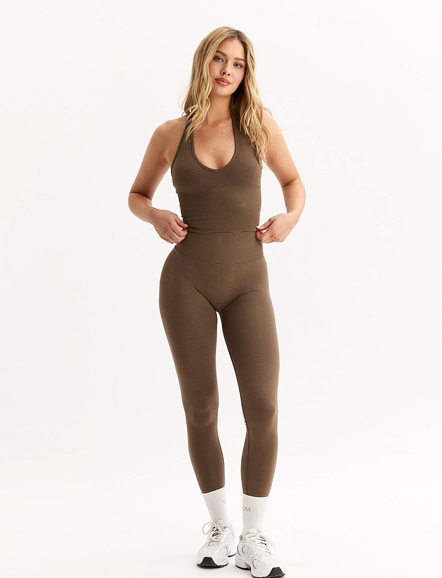 Drop of Mindfulness - SEAMLESS DELIGHT HALTERNECK TOP - linnen - hazel melange - 4
