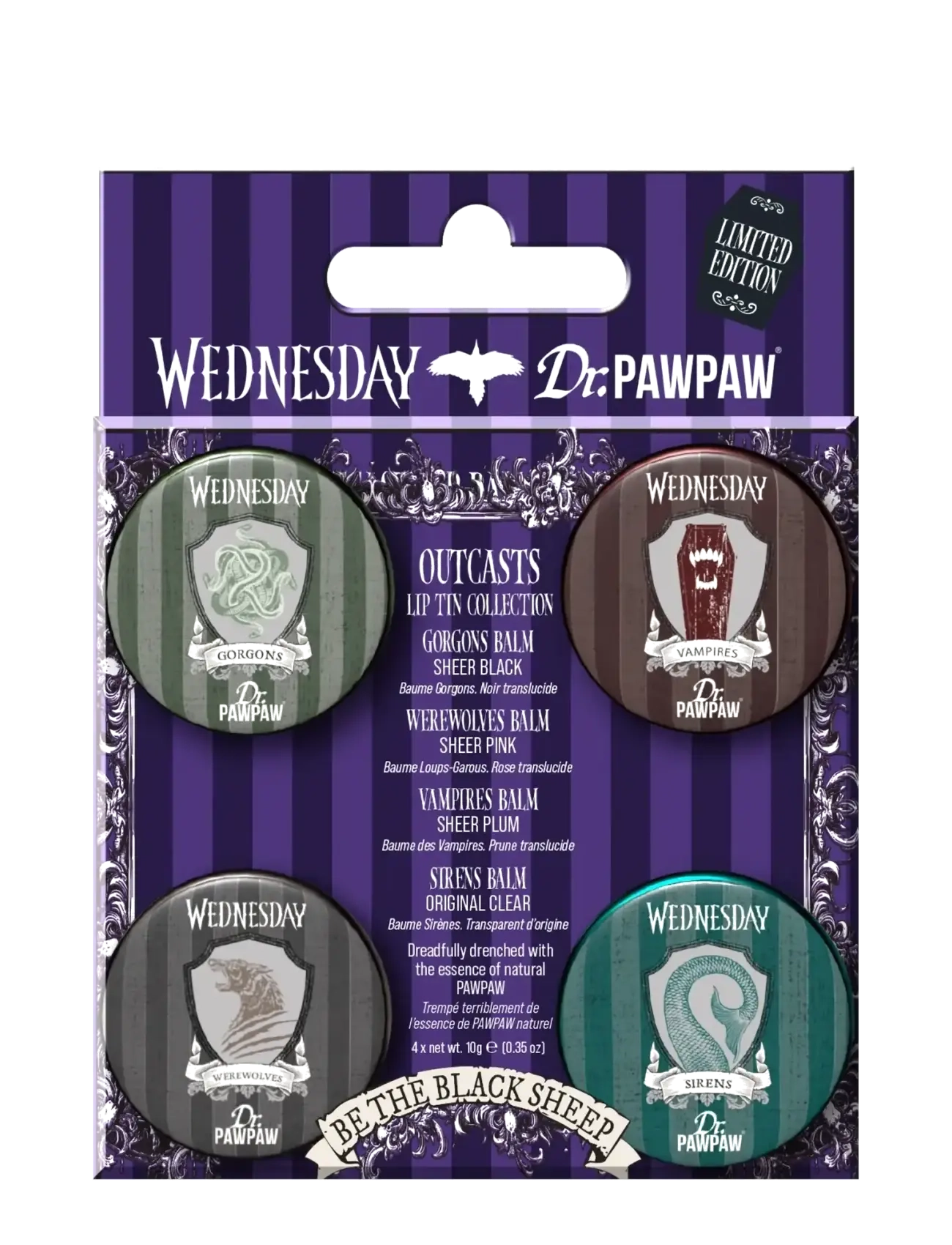 Dr.PawPaw Dr.PAWPAW Wednesday 4 Tin set - with 4 different colours - Under 200 kr - SHEER BLACK, SHEER PINK, SHEER PLUM & CLEAR / multi