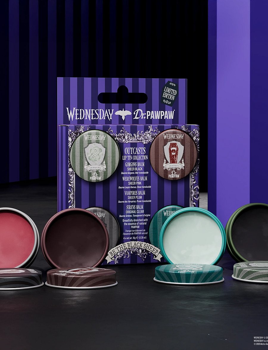 Dr.PawPaw - Dr.PAWPAW Wednesday 4 Tin set - with 4 different colours - giftset - sheer black, sheer pink, sheer plum & clear - 0