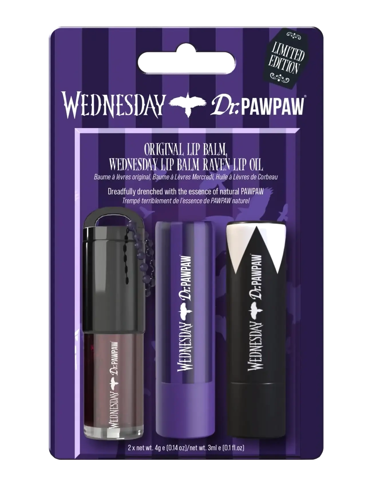 Dr.PawPaw Dr.PAWPAW Wednesday Gift Set - original, sheer black balm & lip oil - Jõulukingid - PEACH PINK & SHEER PLUM & SHEER BLACKBERRY TINT / multi
