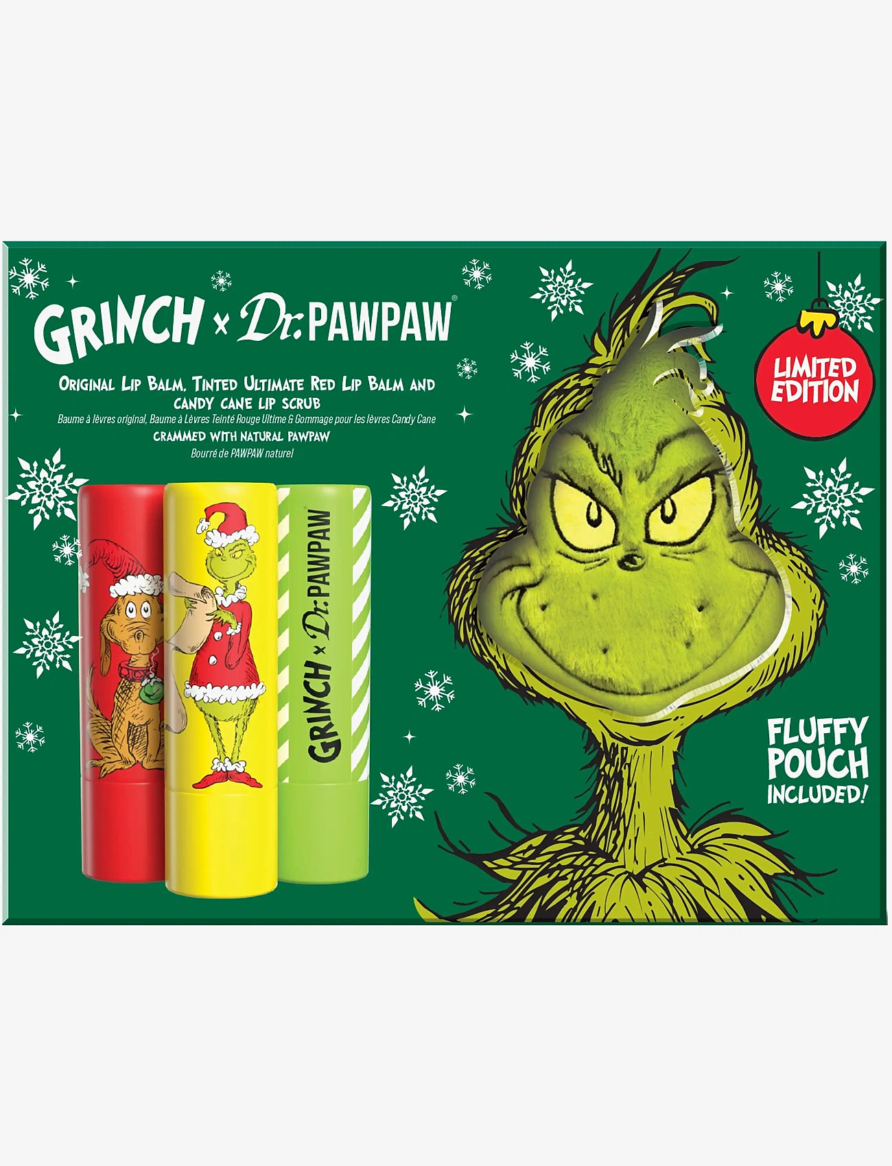 Dr.PawPaw - Dr.PAWPAW The Grinch Ultimate Red, Sugar Scrub Balm, Original + Gift - läppskrubb - ultimate red & clear - 1