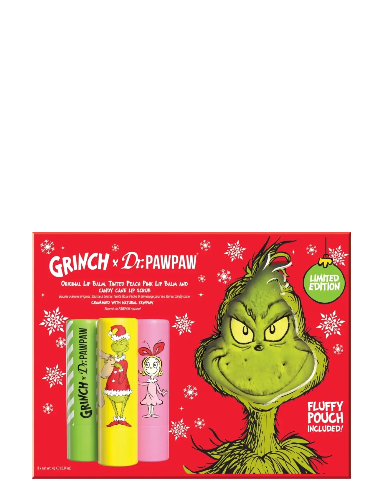 Dr.PawPaw Dr.PAWPAW The Grinch Peach Pink, Sugar Scrub Balm, Original + Gift - Födelsedagspresenter - PEACH PINK & CLEAR / clear
