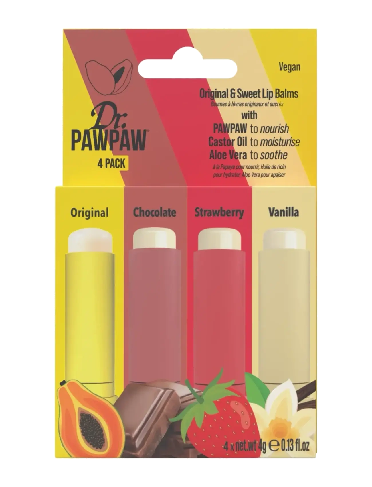 Dr.PawPaw Dr.PAWPAW Sweet 4 Pack with Original, Chocolate, Strawberry & Vanilla - Hudvård - CLEAR / undefined