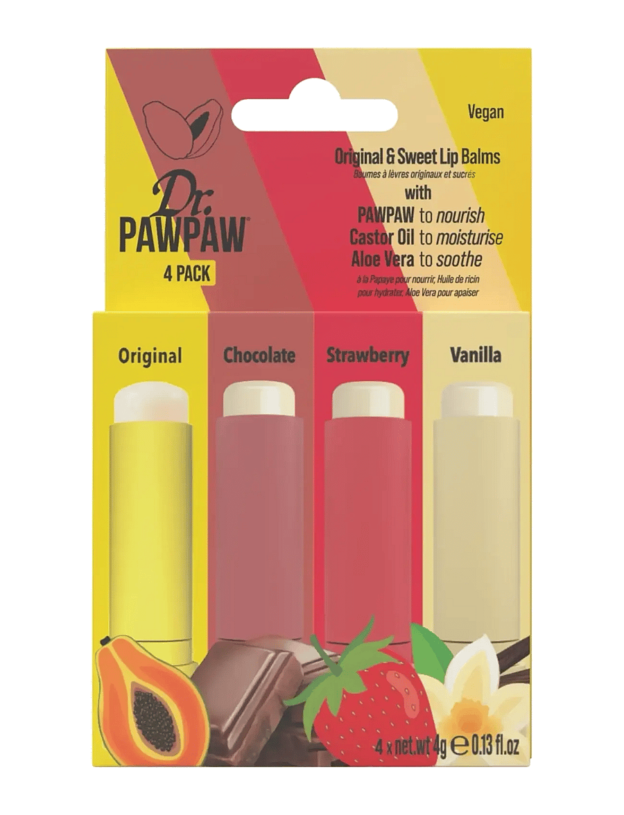 Dr.PawPaw - Dr.PAWPAW Sweet 4 Pack with Original, Chocolate, Strawberry & Vanilla - huulepalsamid - clear - 0