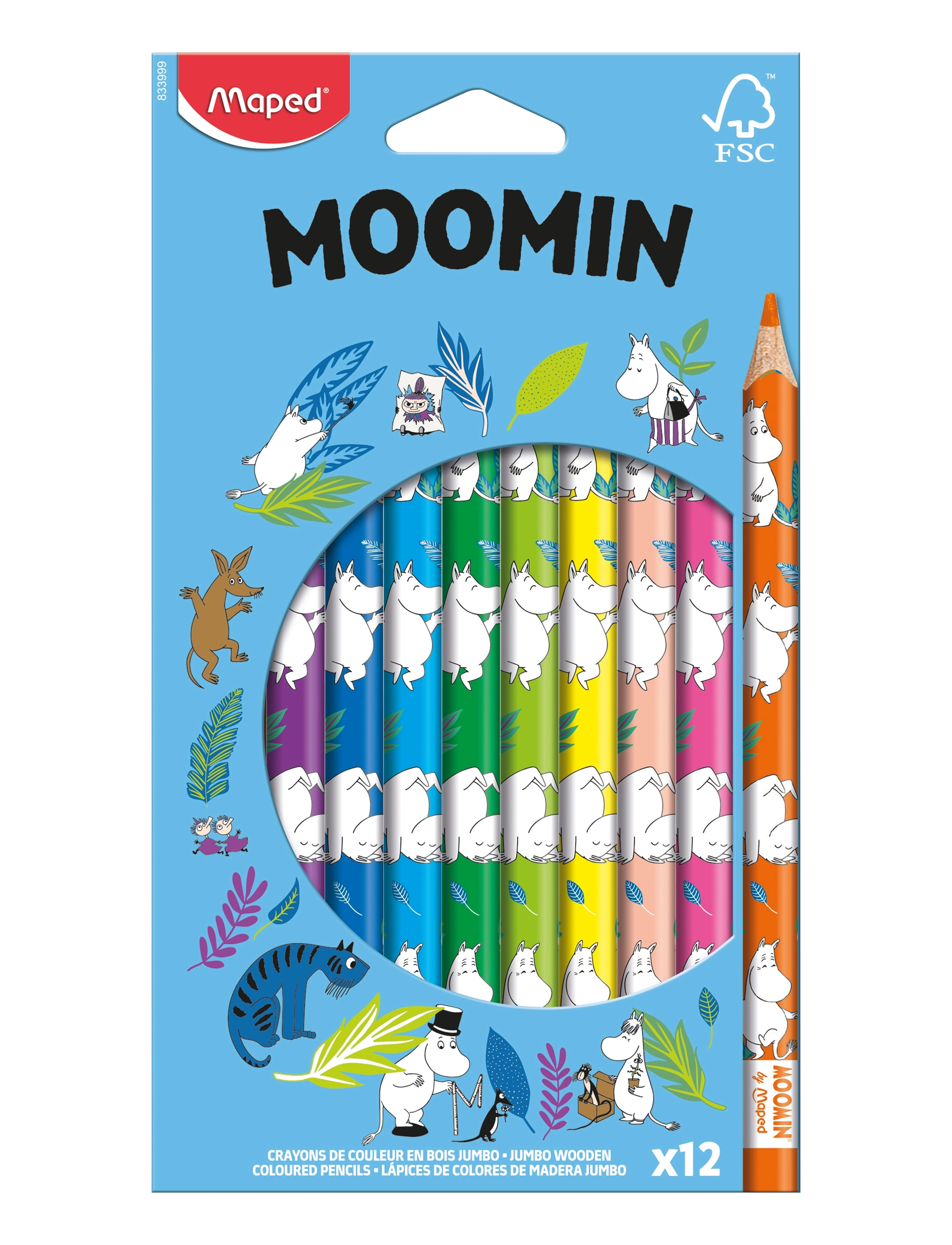 Dsignhouse Moomin Moomin Wood Col.pencils Jumbo Fsc X12, 20.6X 11.7X 1.1 cm, Multi/patterned, Tegning > Farveblyanter, Børn