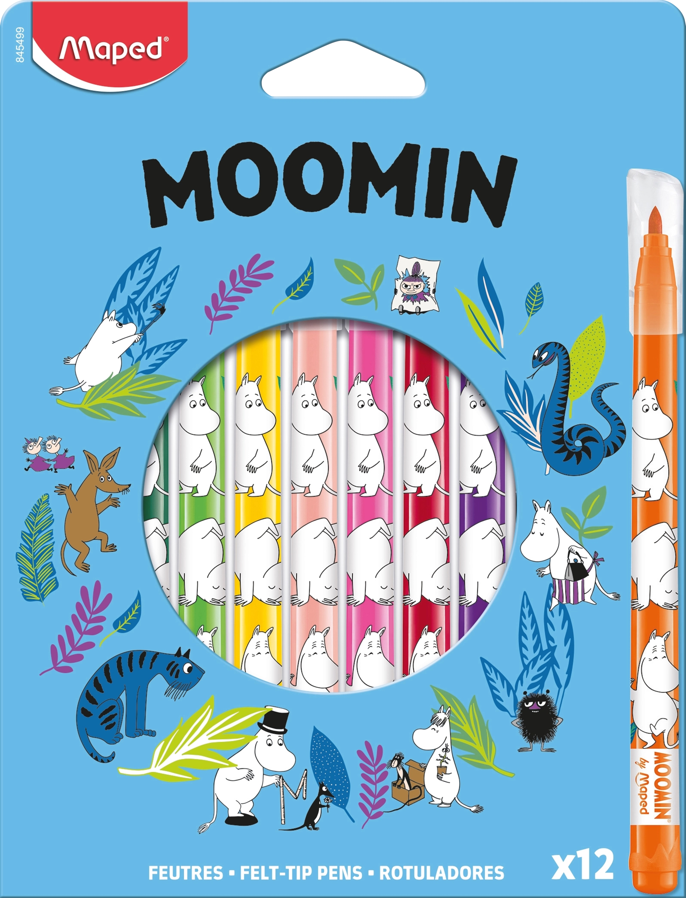 DSIGNHOUSE MOOMIN Moomin Felt-Pens X12 Cardboard Patterned - 17.8X 13.5X 1.2CM - Kinder