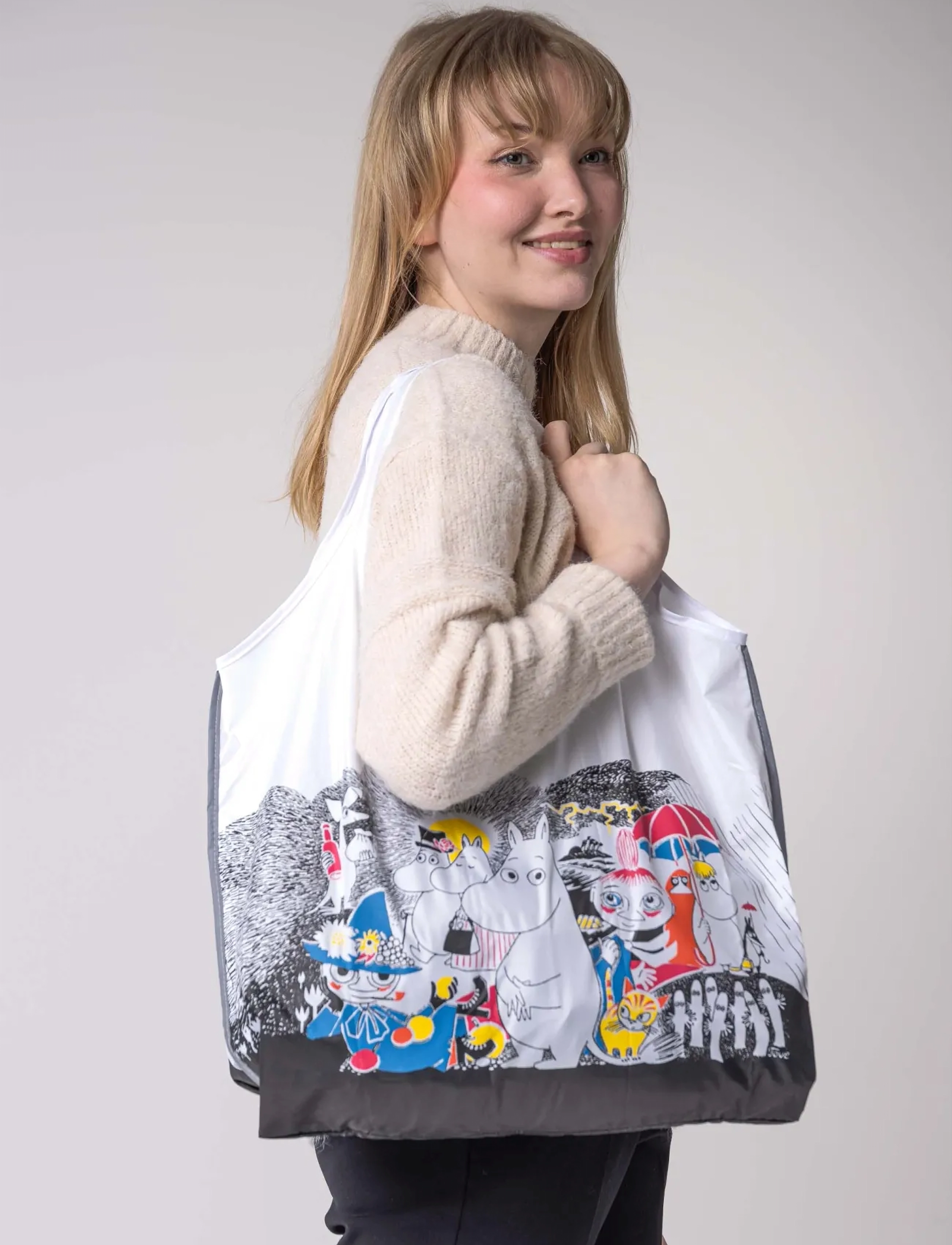 Dsignhouse Moomin Moomin Ecobag Comic Multicolor, Kvinder, Moomin Indkøbspose, Hvid, Str: 10X 10X 5CM