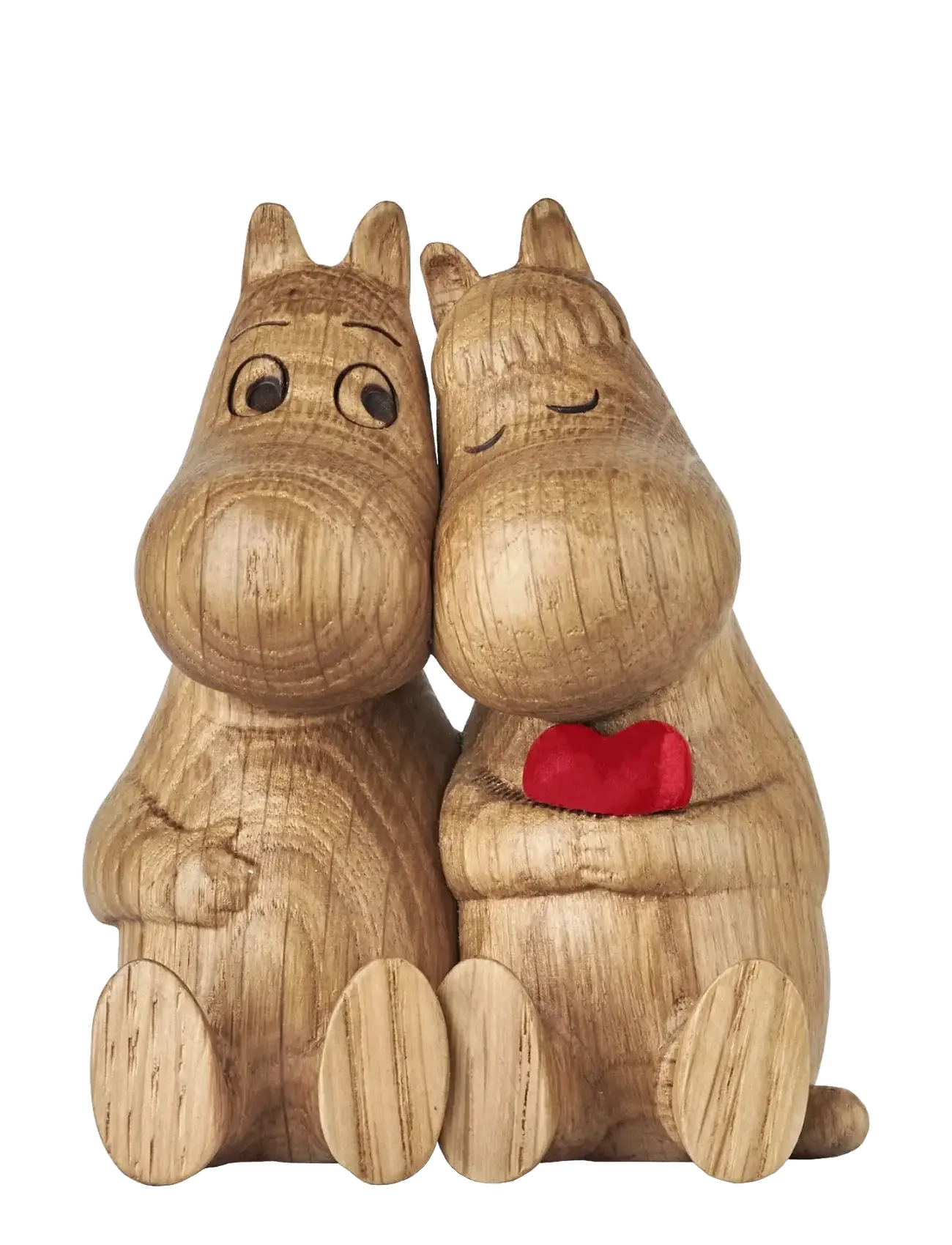 DSIGNHOUSE MOOMIN Mumitroldene Træfigur Egetræ Kram, Rød Hjerte NATURAL - H:10CM - Unisex