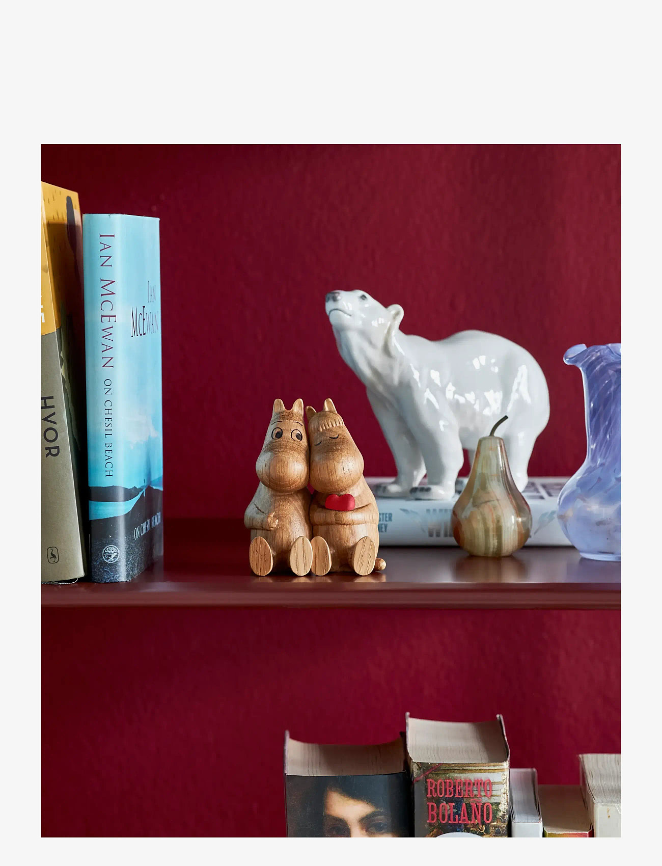 Dsignhouse Moomin - Mumitroldene træfigur egetræ Kram, rød hjerte - köp efter pris - natural - 1