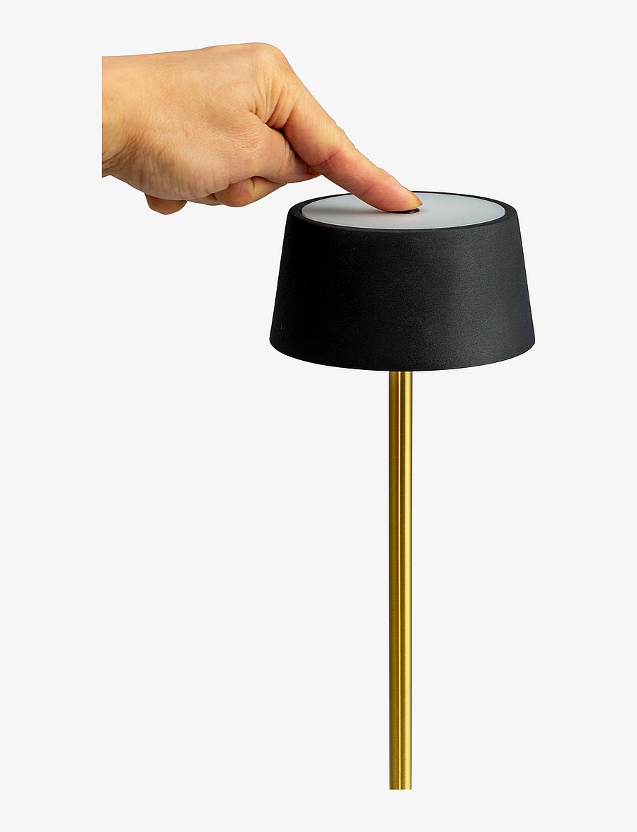 Dyberg Larsen - Yoyo Table lamp Rechargeable LED - schreibtisch- & tischlampen - black/ brass - 2